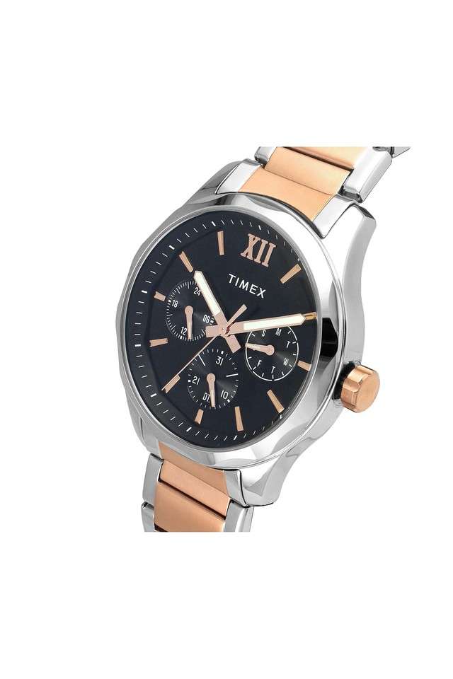 Orologio Uomo TIMEX Analogico - Quadrante Nero - Cinturino Bicolore Acciaio - Modello TW0TG7617
