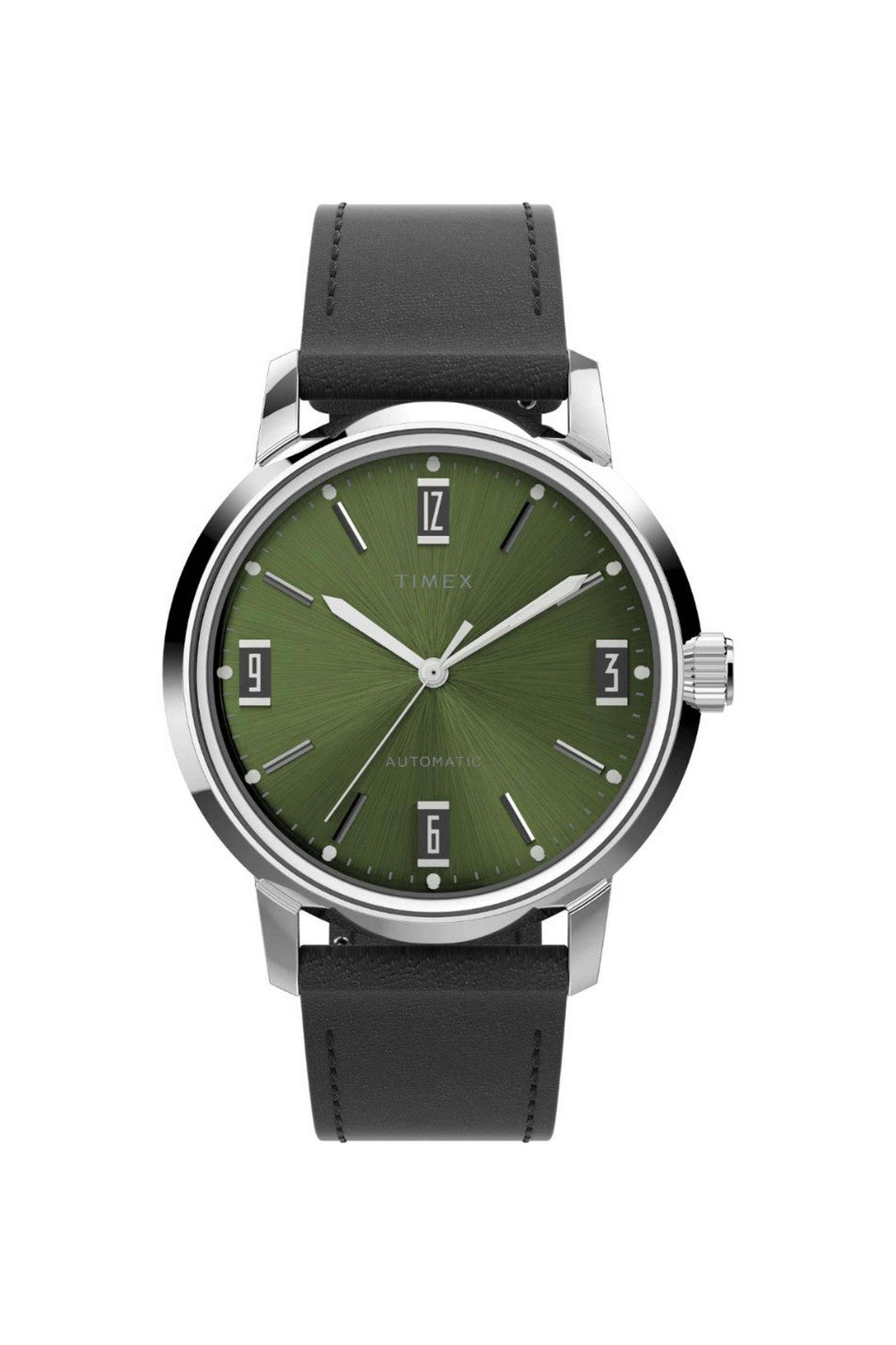 Marlin-40-mm-Quartz-Analogue-Watch-for-Men---Green-Dial-with-Black-Leather-Strap-(TW2V44600U9)