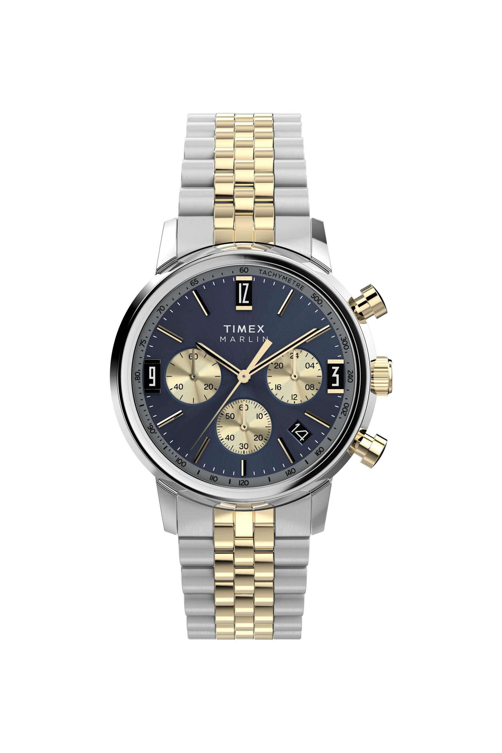 Marlin-40-mm-Quartz-Analogue-Watch-for-Men---Blue-Dial-with-Two-Tone-Stainless-Steel-Strap-(TW2W60200UJ)