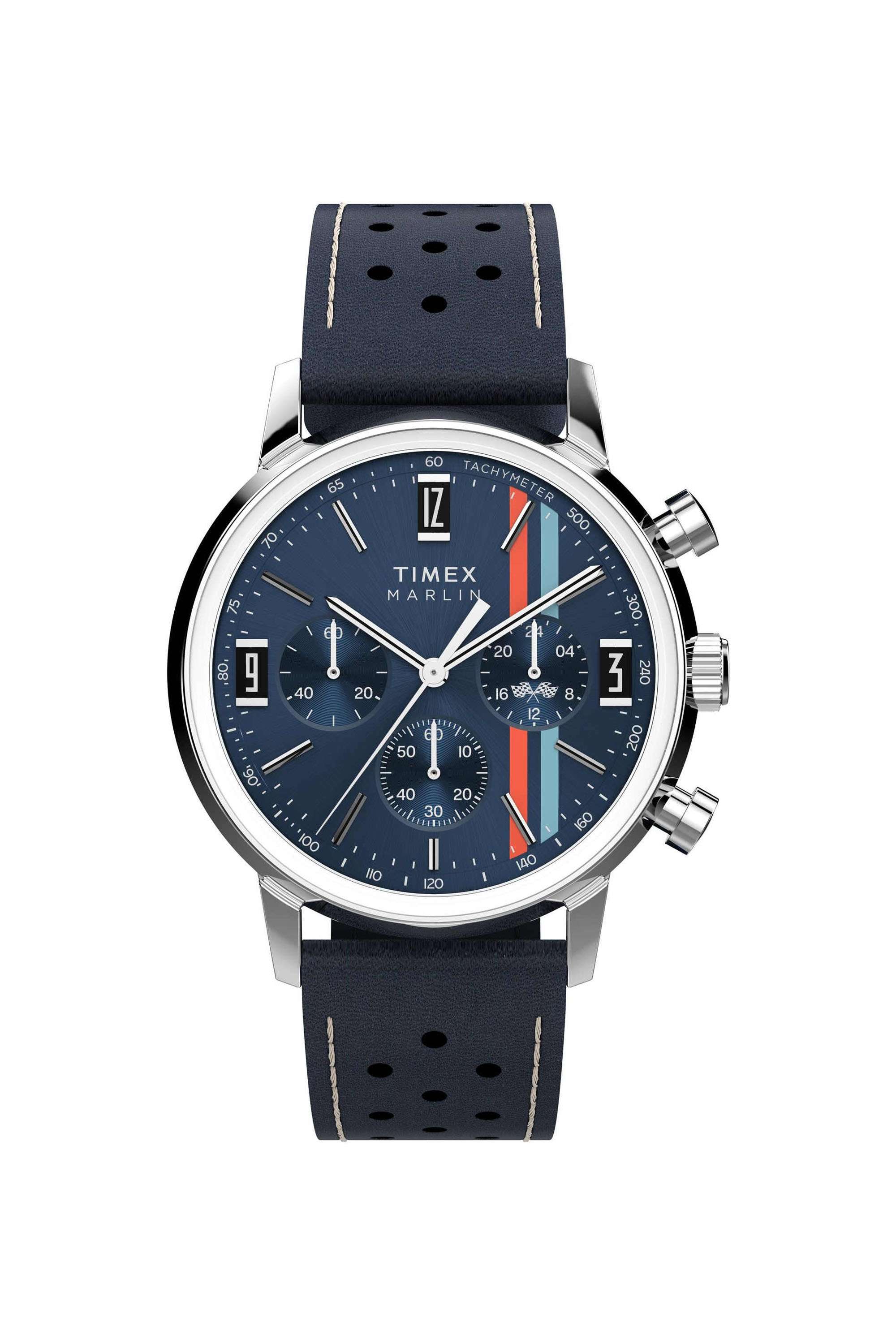 Marlin-40-mm-Quartz-Analogue-Watch-for-Men---Blue-Dial-with-Blue-Leather-Strap-(TW2W99000UJ)