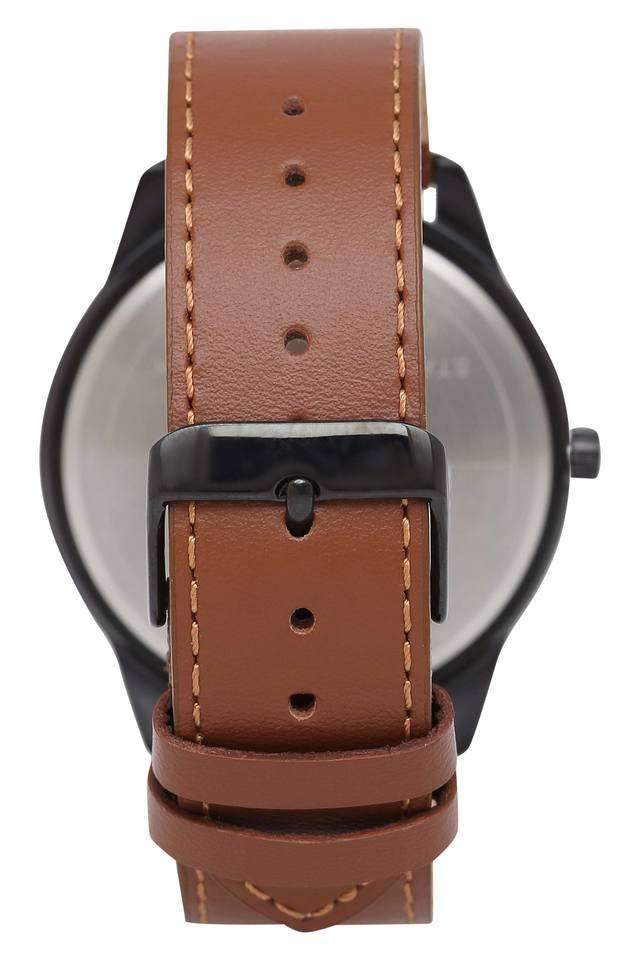Mens-Black-Dial-Multi-Function-Leather-Watch---TWEG18505