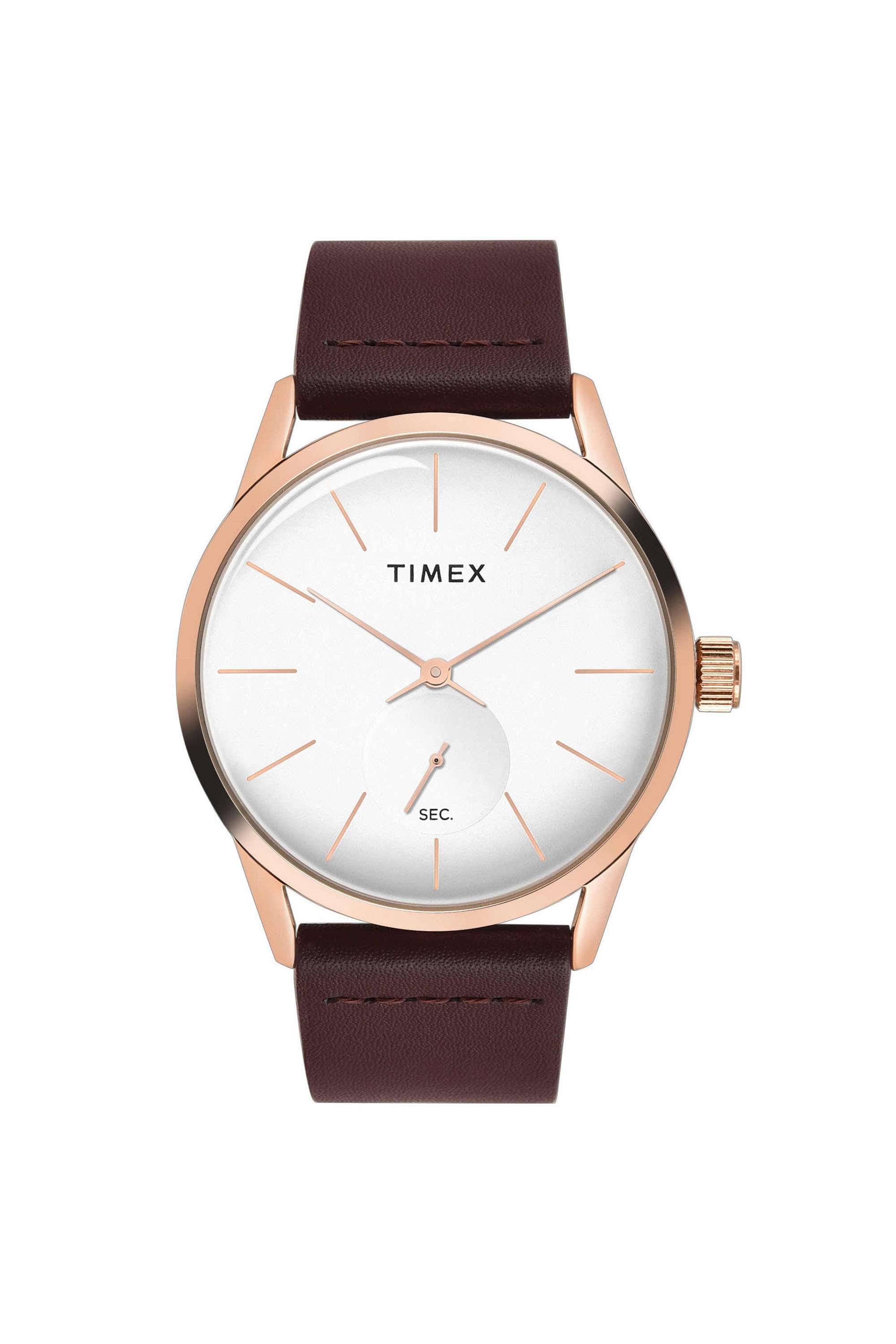 41-mm-Quartz-Analogue-Watch-for-Men---Silver-Dial-with-Brown-Leather-Strap-(TWEG25505)