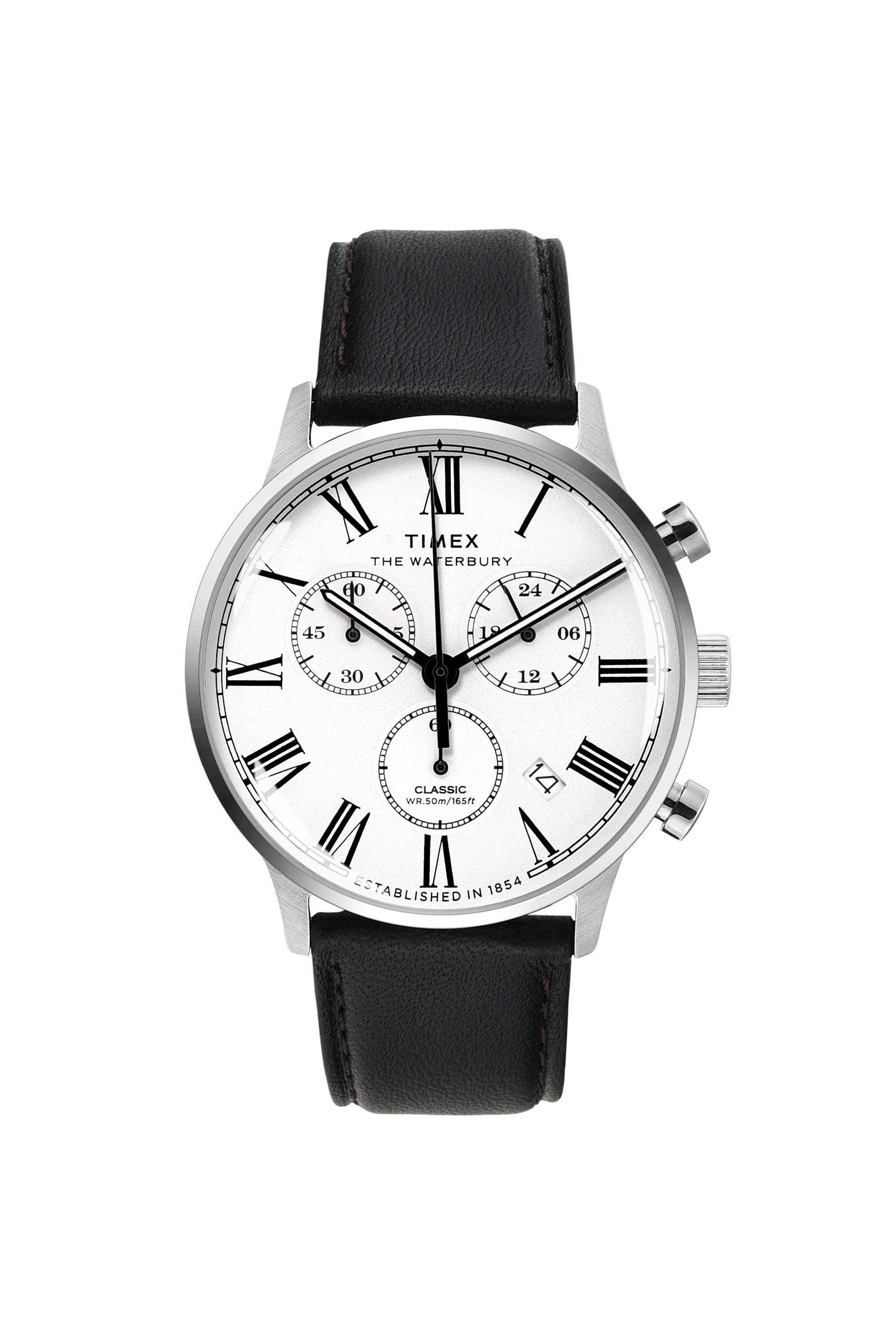 42-mm-Quartz-Chronograph-Watch-for-Men---White-Dial-with-Black-Leather-Strap-(TWEG26600)