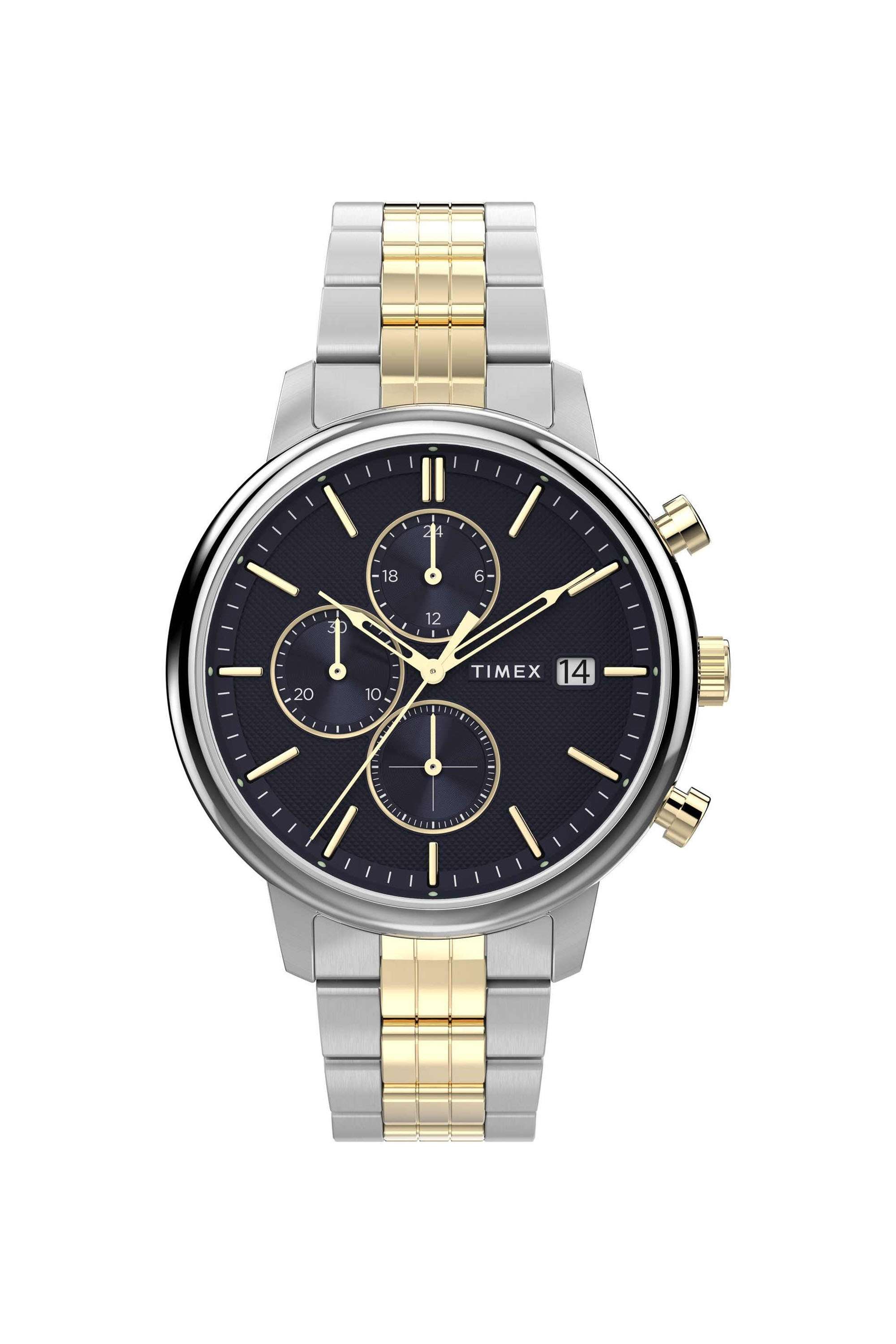 Trend-45-mm-Quartz-Analogue-Watch-for-Men---Blue-Dial-with-Two-Tone-Stainless-Steel-Strap-(TWEG26901)