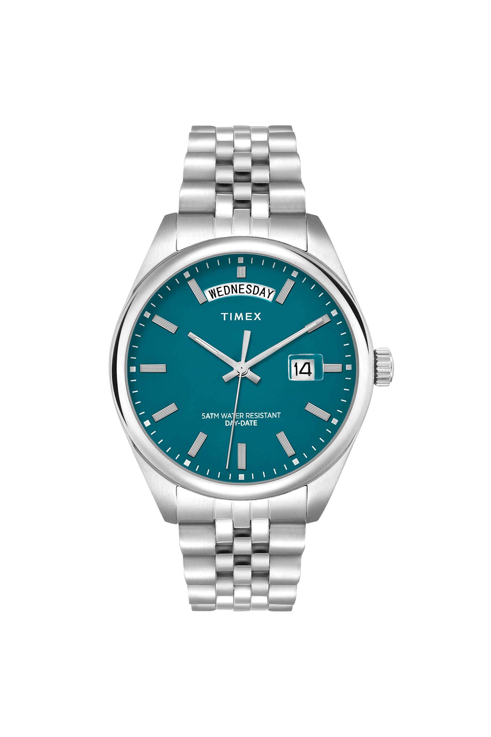 Trend-41-mm-Quartz-Analogue-Watch-for-Men---Green-Dial-with-Silver-Stainless-Steel-Strap-(TWEG27104)