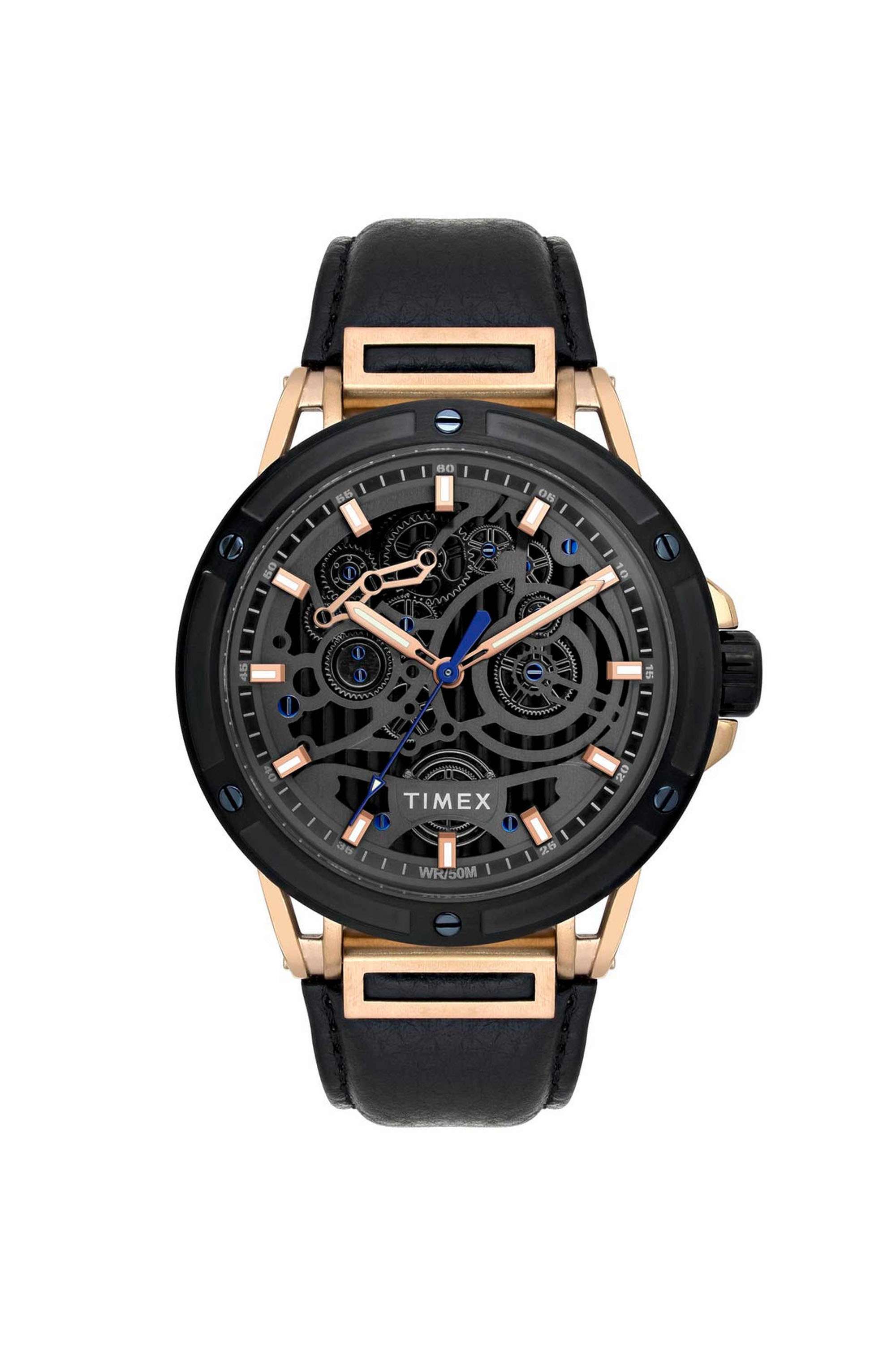 47.7-mm-Quartz-Analogue-Watch-for-Men---Black-Dial-with-Black-Leather-Strap-(TWEG27801)