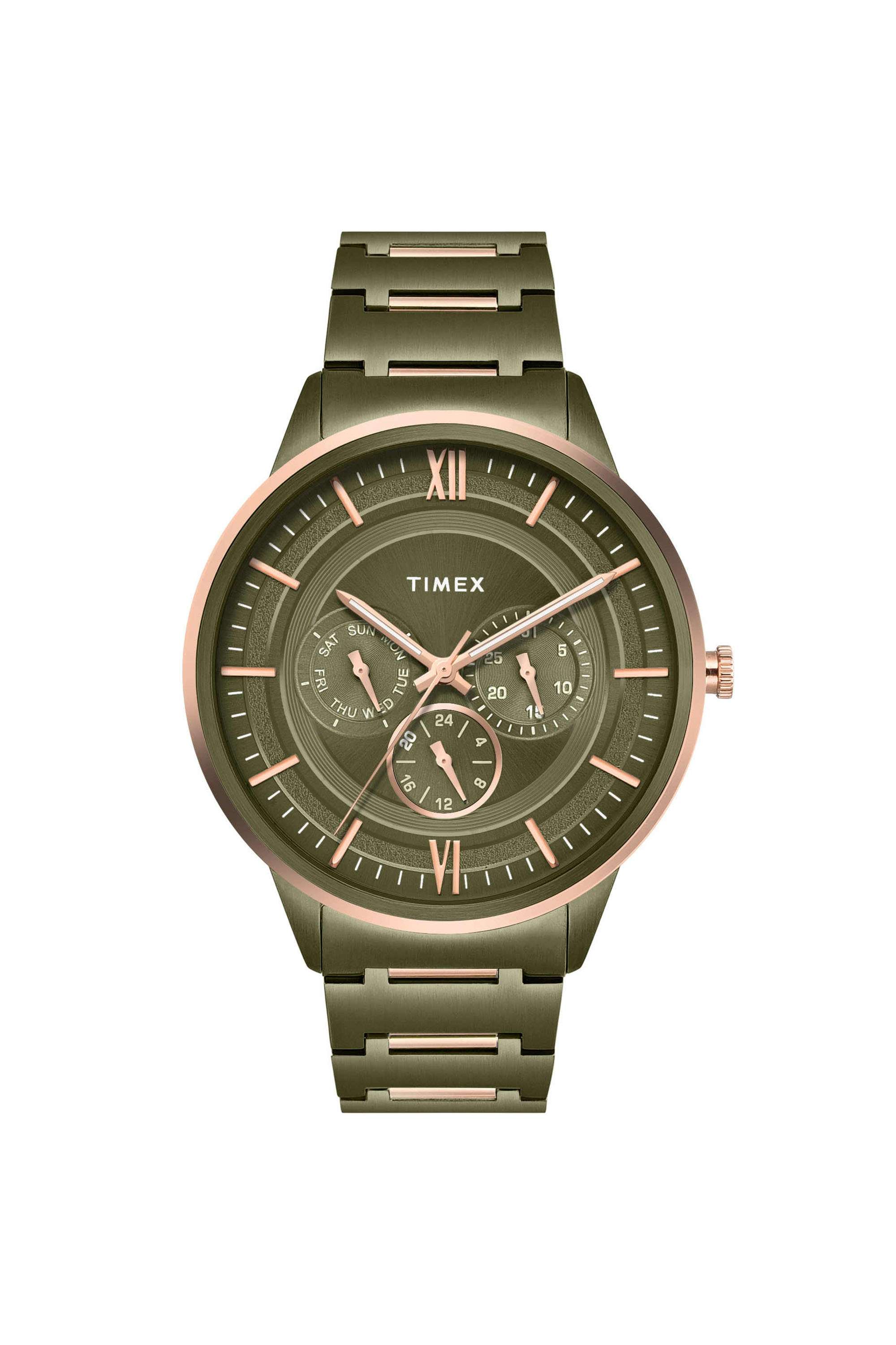 42-mm-Quartz-Analogue-Watch-for-Men---Green-Dial-with-Two-Tone-Stainless-Steel-Strap-(TWEG28002)