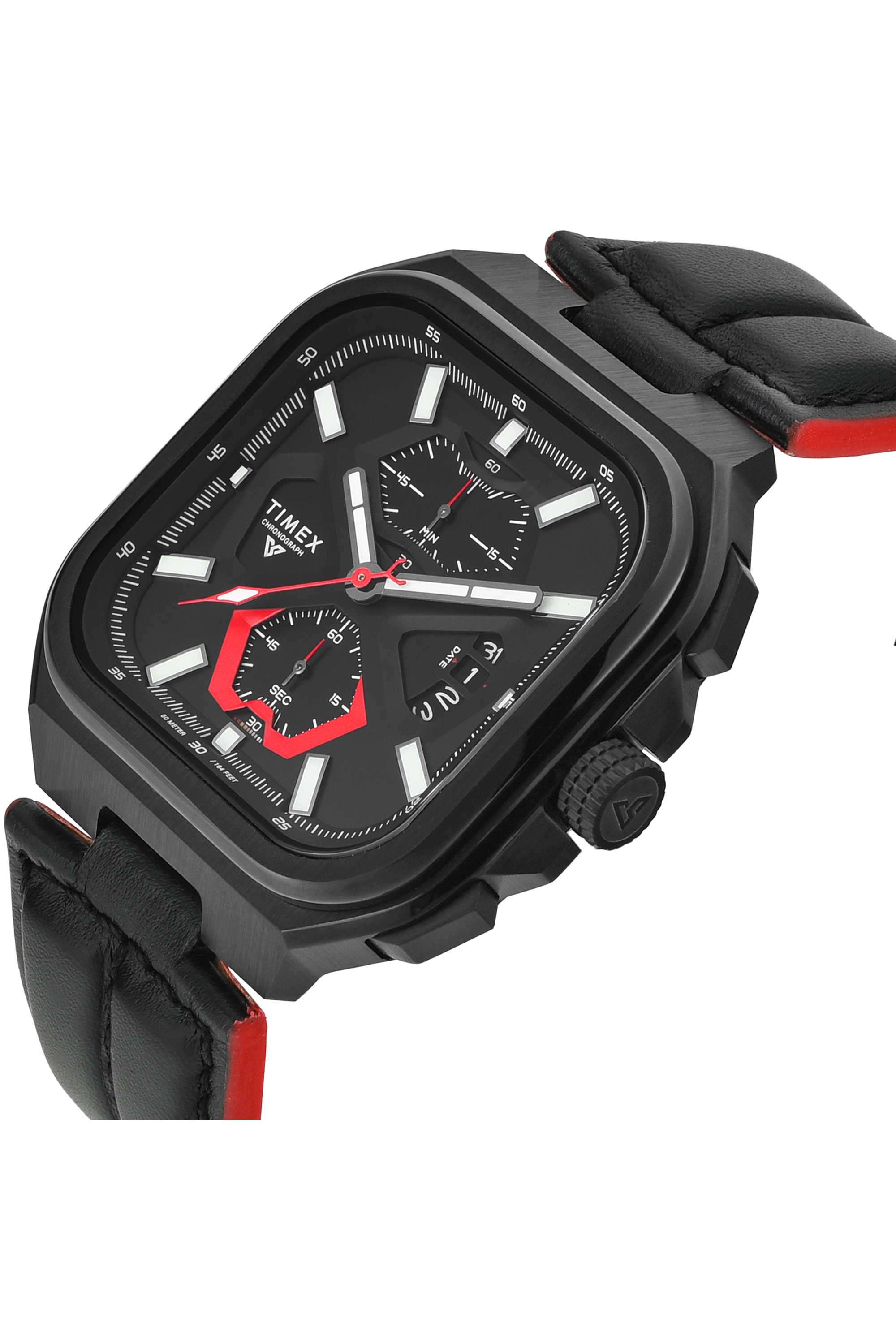Buy Timex Black Vector Black Dial Leather Analogue Watch For Men