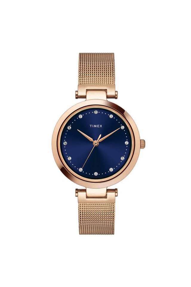 Womens-34-mm-Fashion-Blue-Dial-Rose-Gold-Stainless-Steel-Mesh-Bracelet-Analogue-Watch---TWEL11824