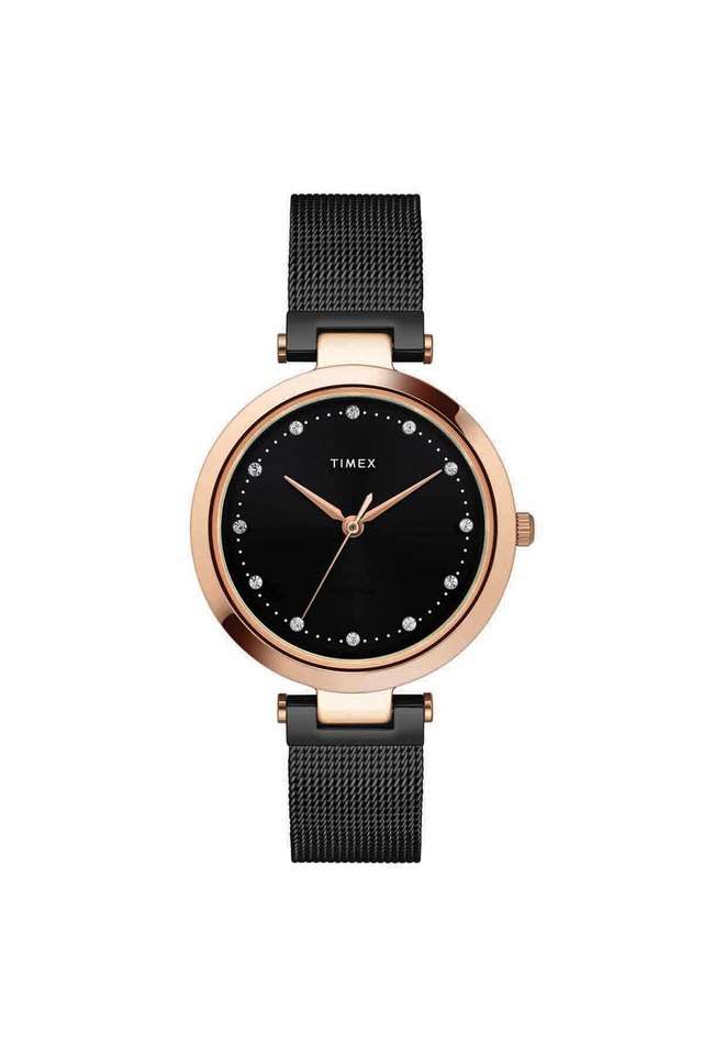 Womens-34-mm-Fashion-Black-Dial-Black-Stainless-Steel-Mesh-Bracelet-Analogue-Watch---TWEL11826