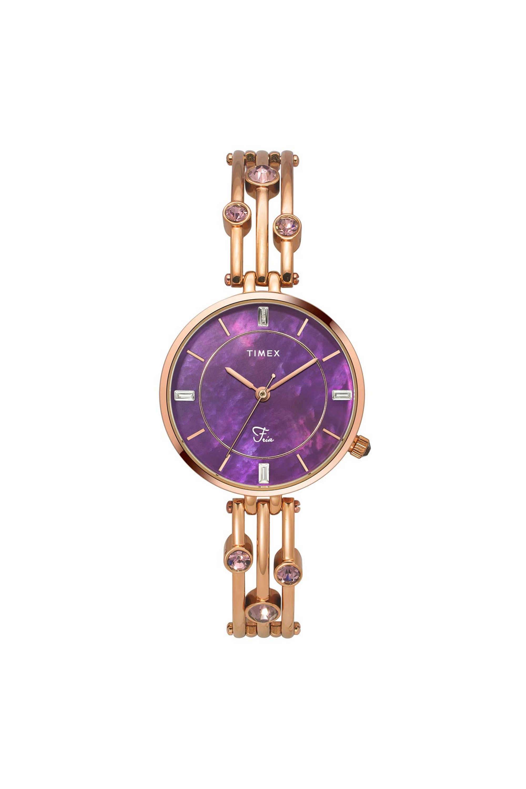 Fria-32-mm-Quartz-Analogue-Watch-For-Women---Purple-Dial-with-Rose-Gold-Brass-Strap-(TWEL16005)