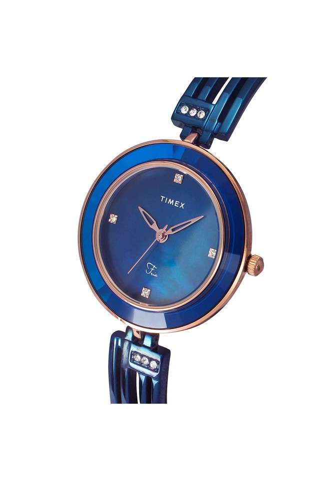 Womens-34-mm-Fria-Mother-of-Pearl-Dial-Blue-Brass-Bracelet-Analog-Display-Watch---TWEL16203