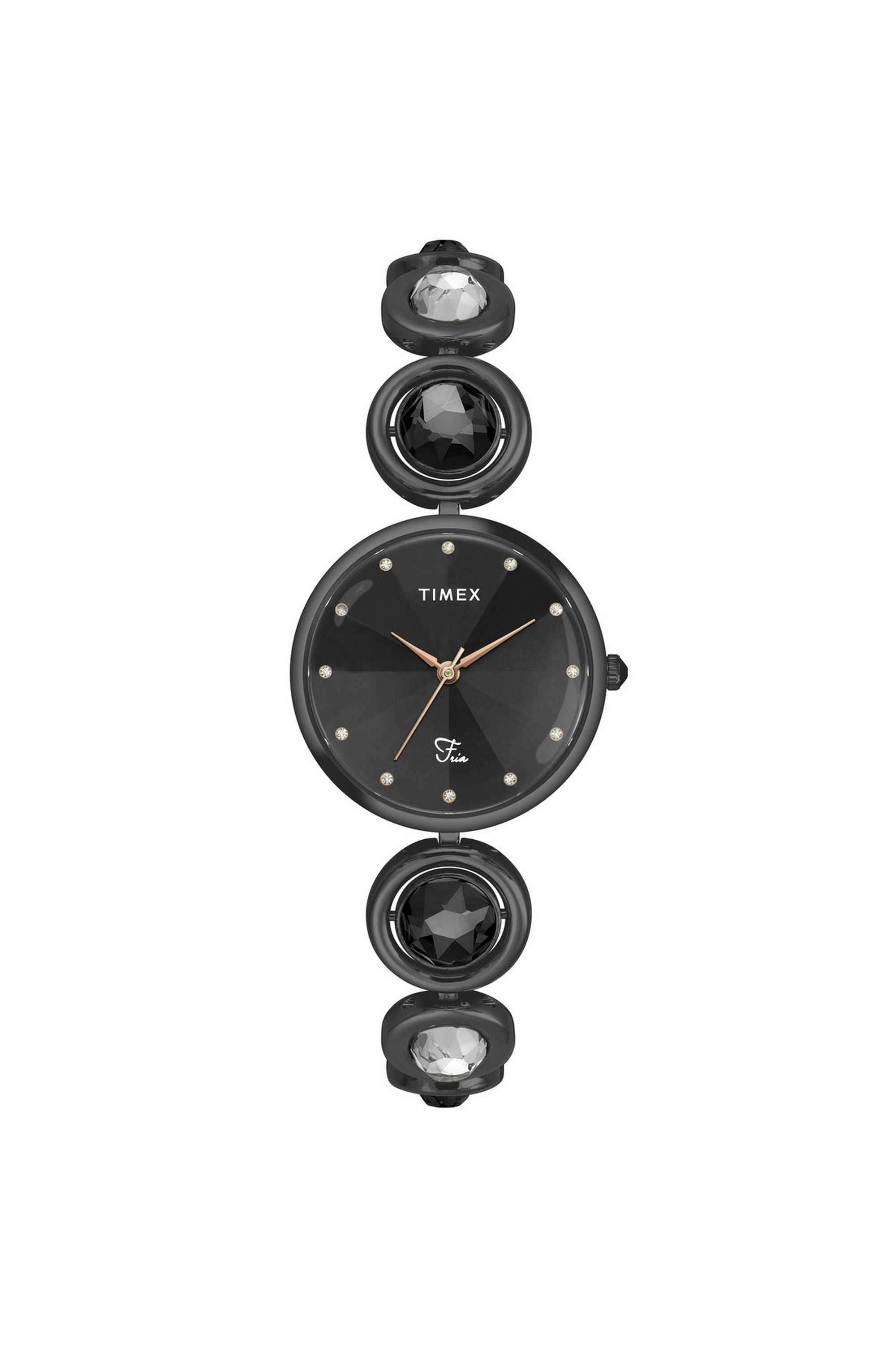 Fria-30-mm-Quartz-Analogue-Watch-For-Women---Black-Dial-with-Black-Metal-Strap-(TWEL16401)