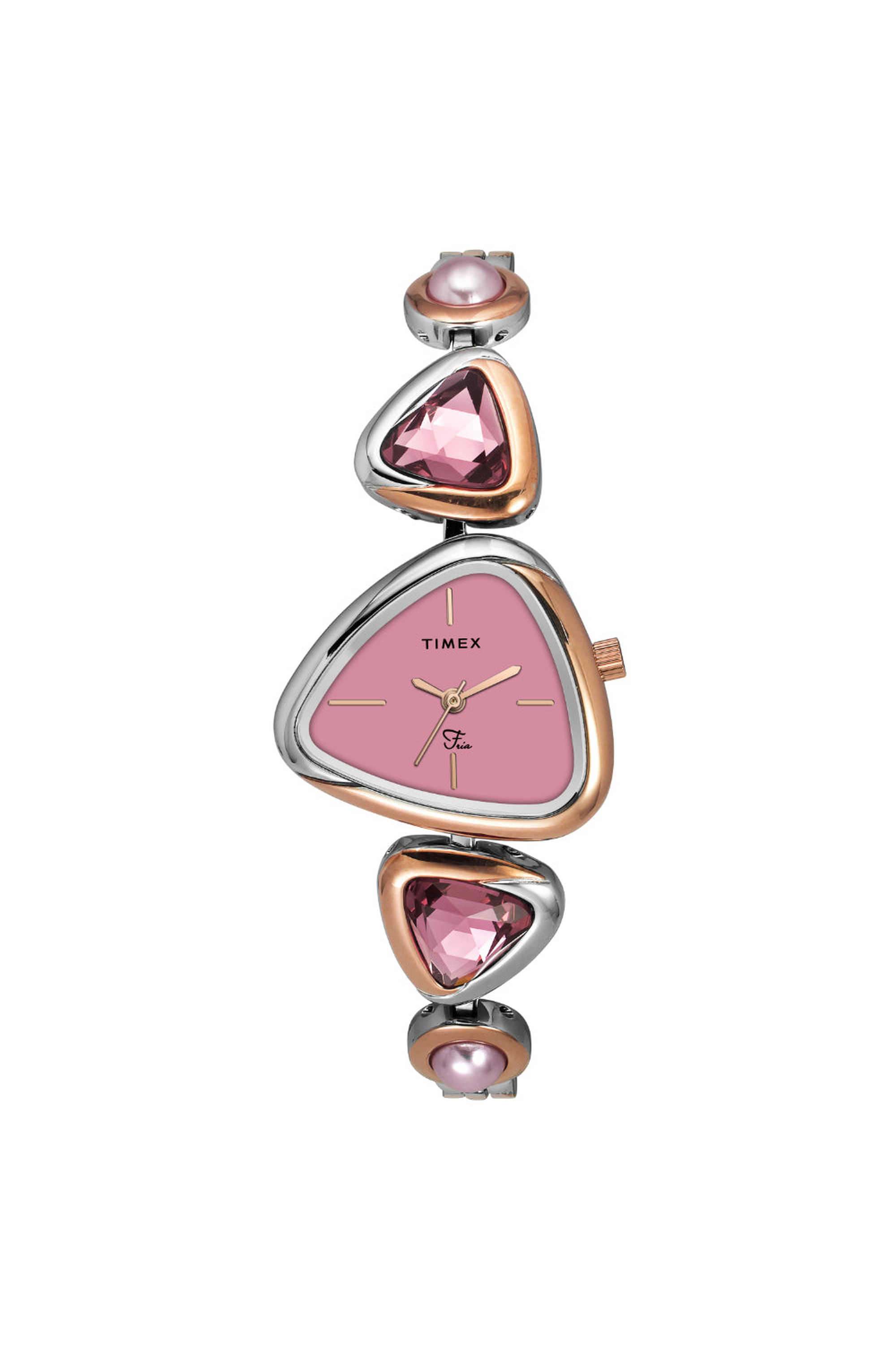 Fria-26.5-mm-Quartz-Analogue-Watch-For-Women---Pink-Dial-with-Rose-Gold-Brass-Strap-(TWEL17700)