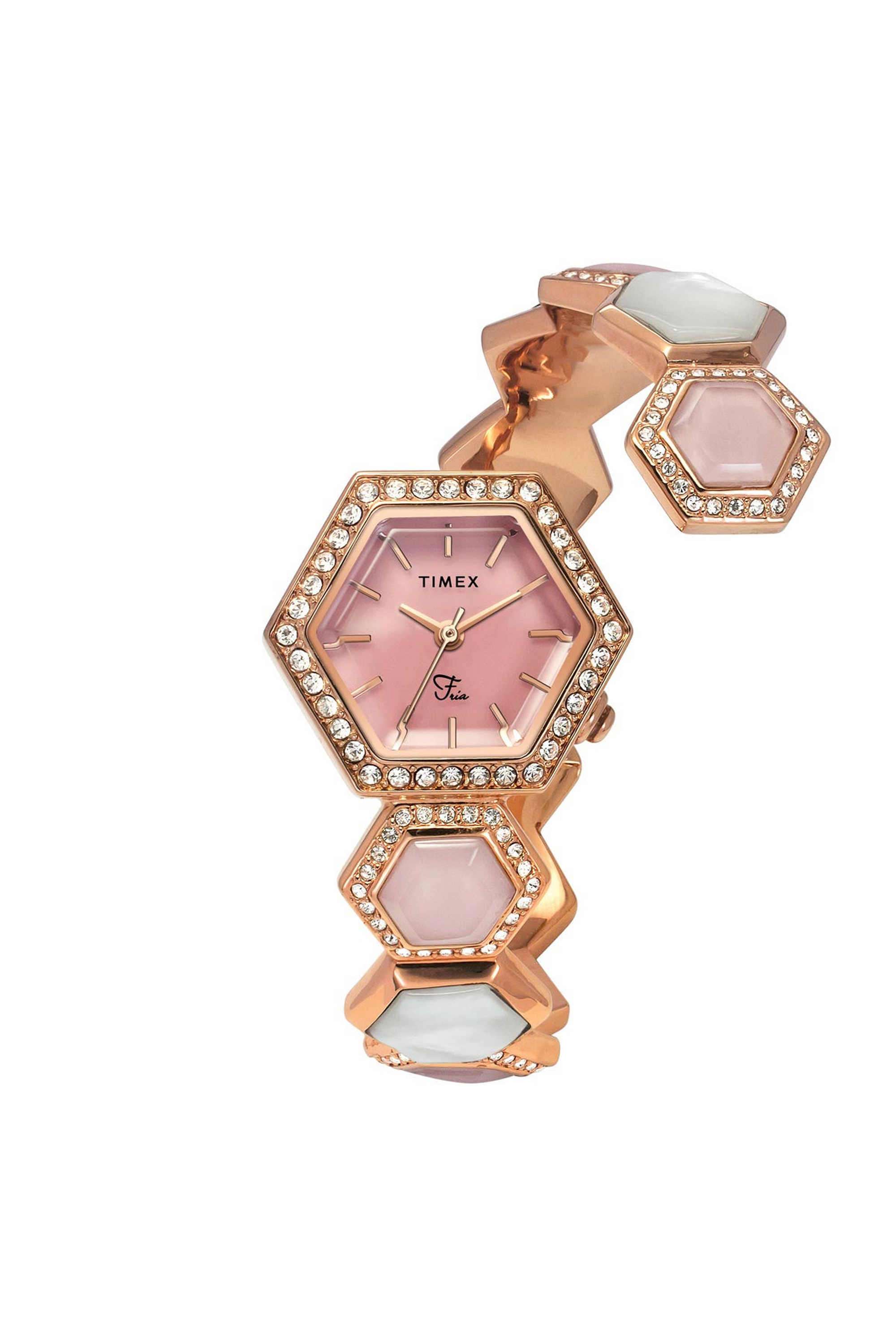 Fria-26.25-mm-Quartz-Analogue-Watch-For-Women---Pink-Dial-with-Rose-Gold-Brass-Strap-(TWEL17903)