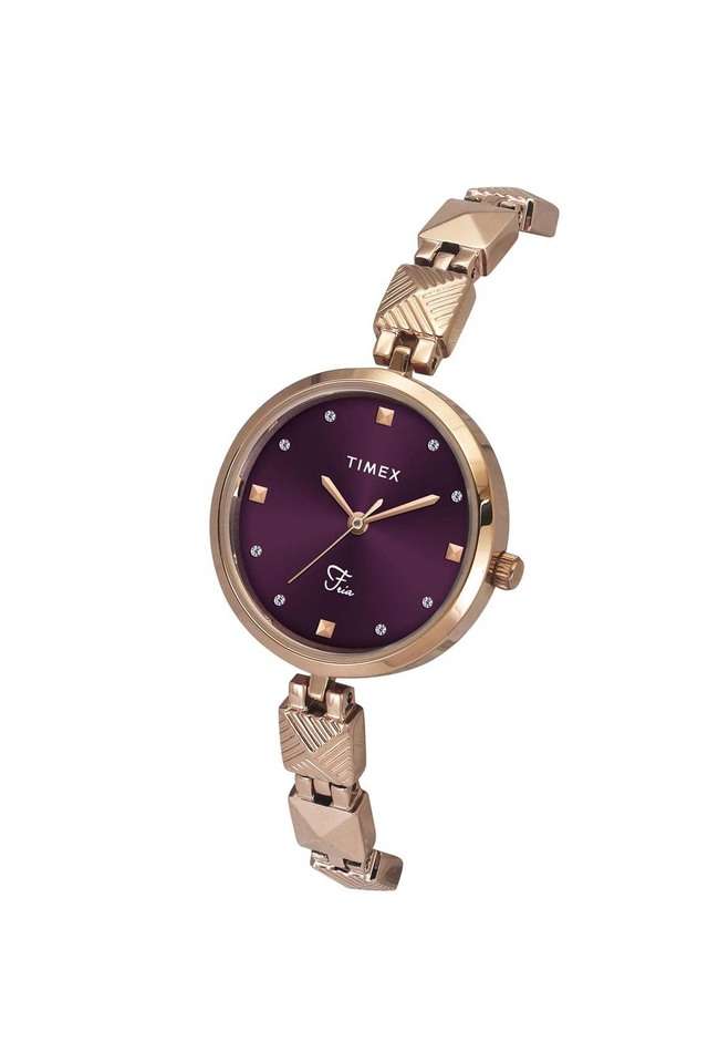 Women-Fria-watch-with-Burgundy-Dial-and-Rose-Gold-Brass-Bracelet---TWEL18310
