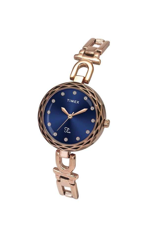 Women-Fria-watch-with-Blue-Dial-and-Rose-Gold-Brass-Bracelet---TWEL19901