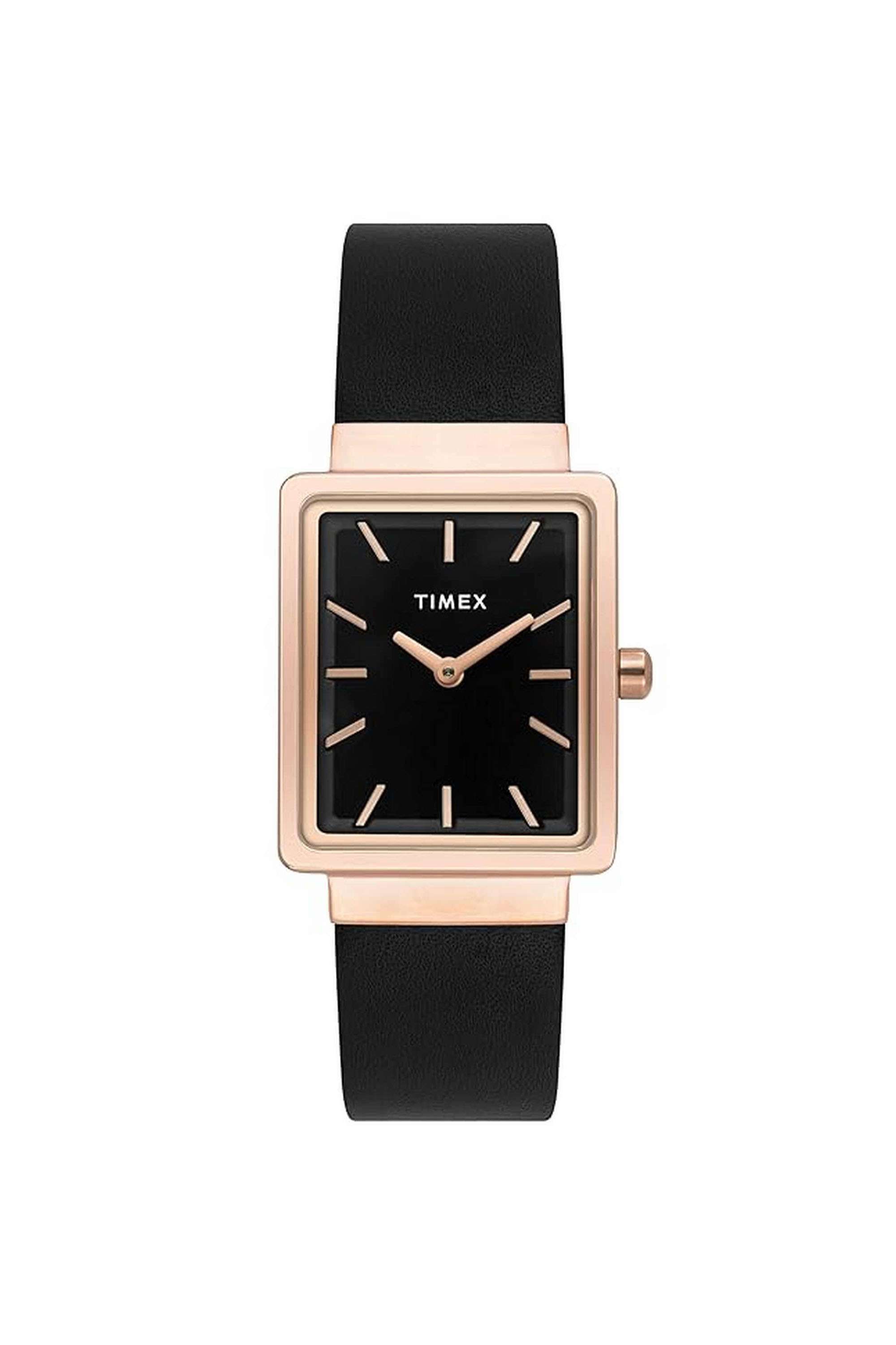 25.5-mm-Quartz-Analogue-Watch-For-Women---Black-Dial-with-Black-Leather-Strap-(TWEL20701)