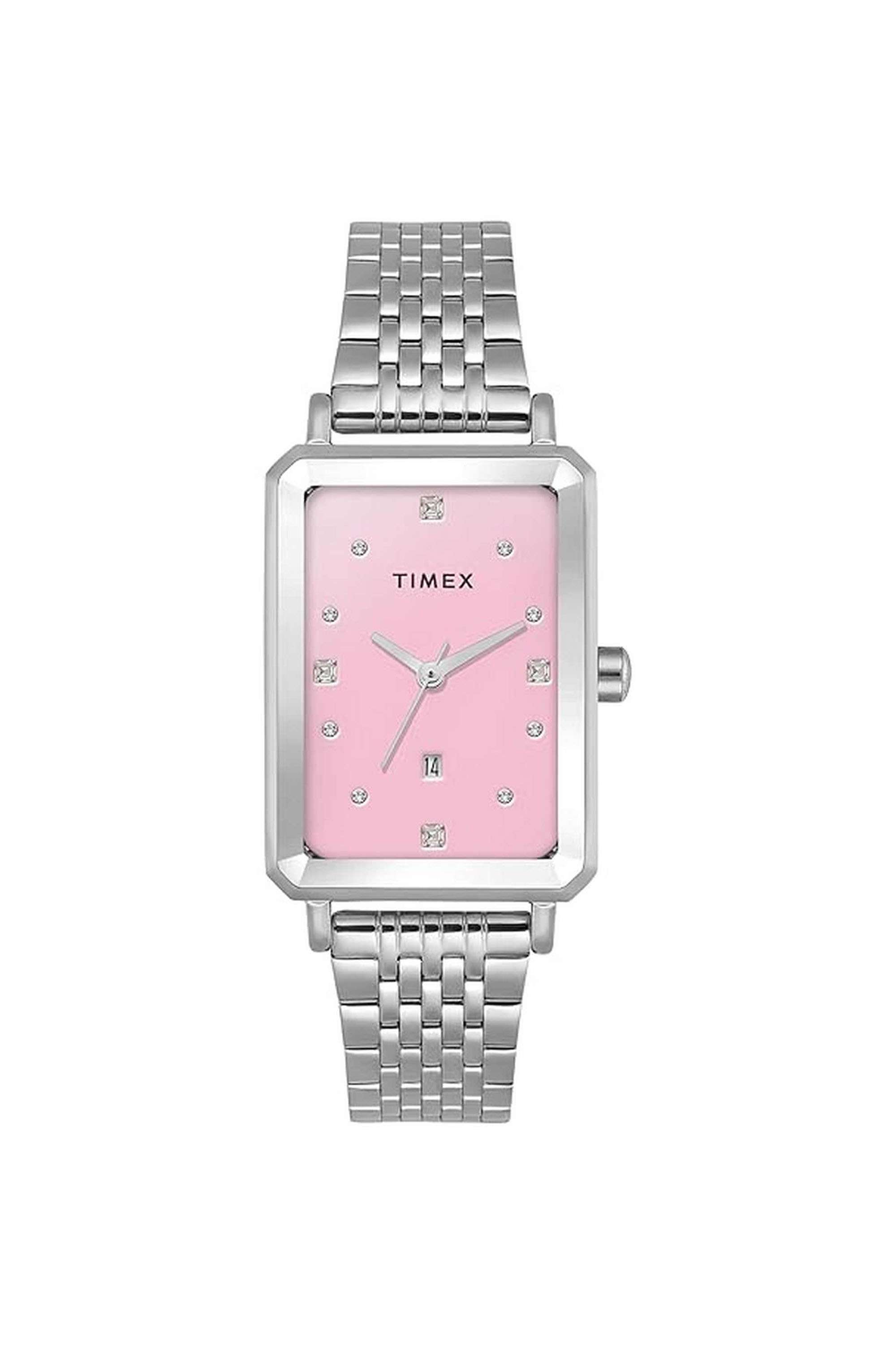23.5-mm-Quartz-Analogue-Watch-For-Women---Pink-Dial-with-Silver-Stainless-Steel-Strap-(TWEL20801)