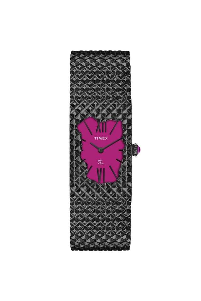 Women-Fria-watch-with-Magenta-Dial-and-Black-Stainless-Steel-Bracelet---TWEL77707