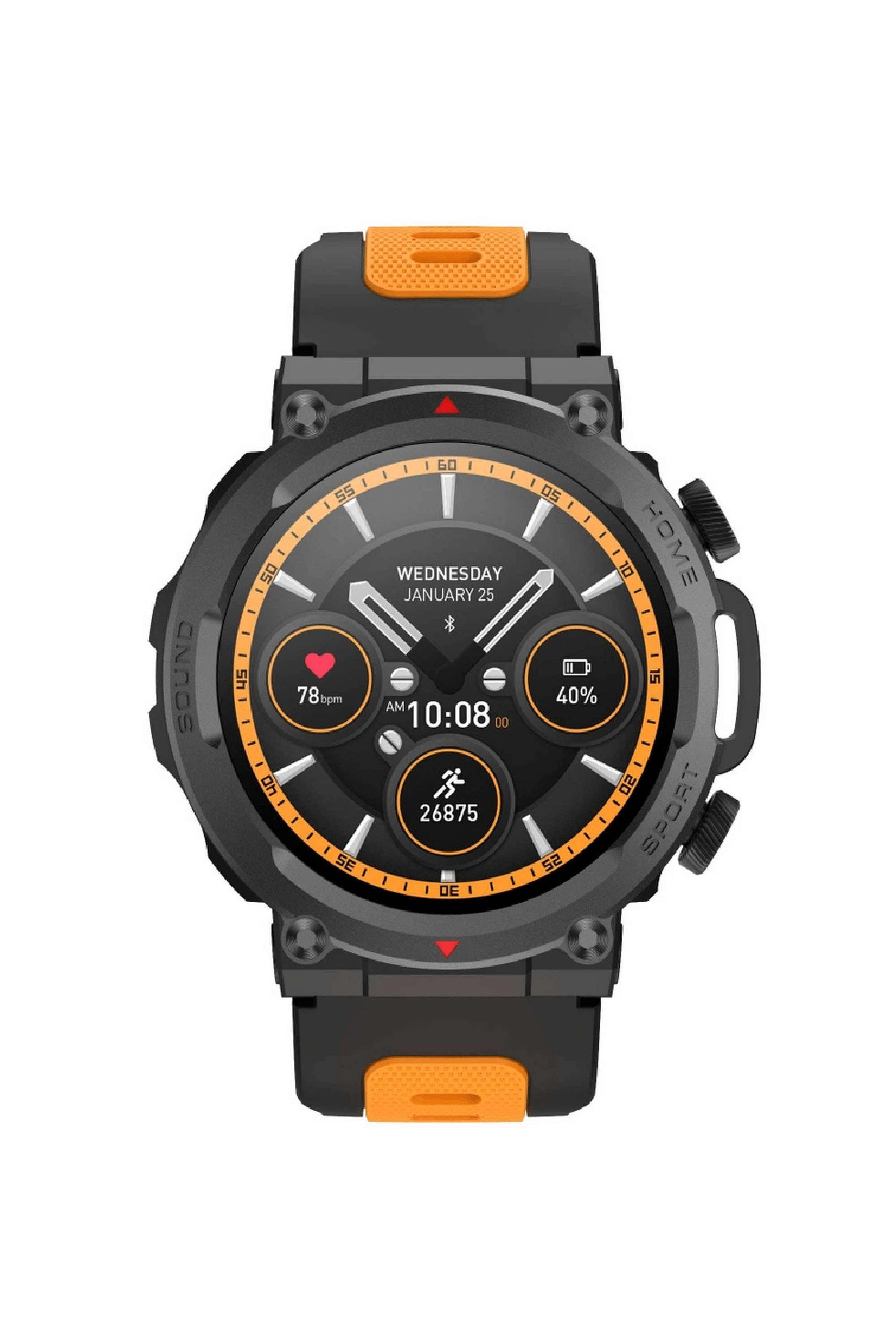Tough-36.3-mm-Smartwatch-For-Unisex---Orange-Silicone-Strap-(TWTXW601T)