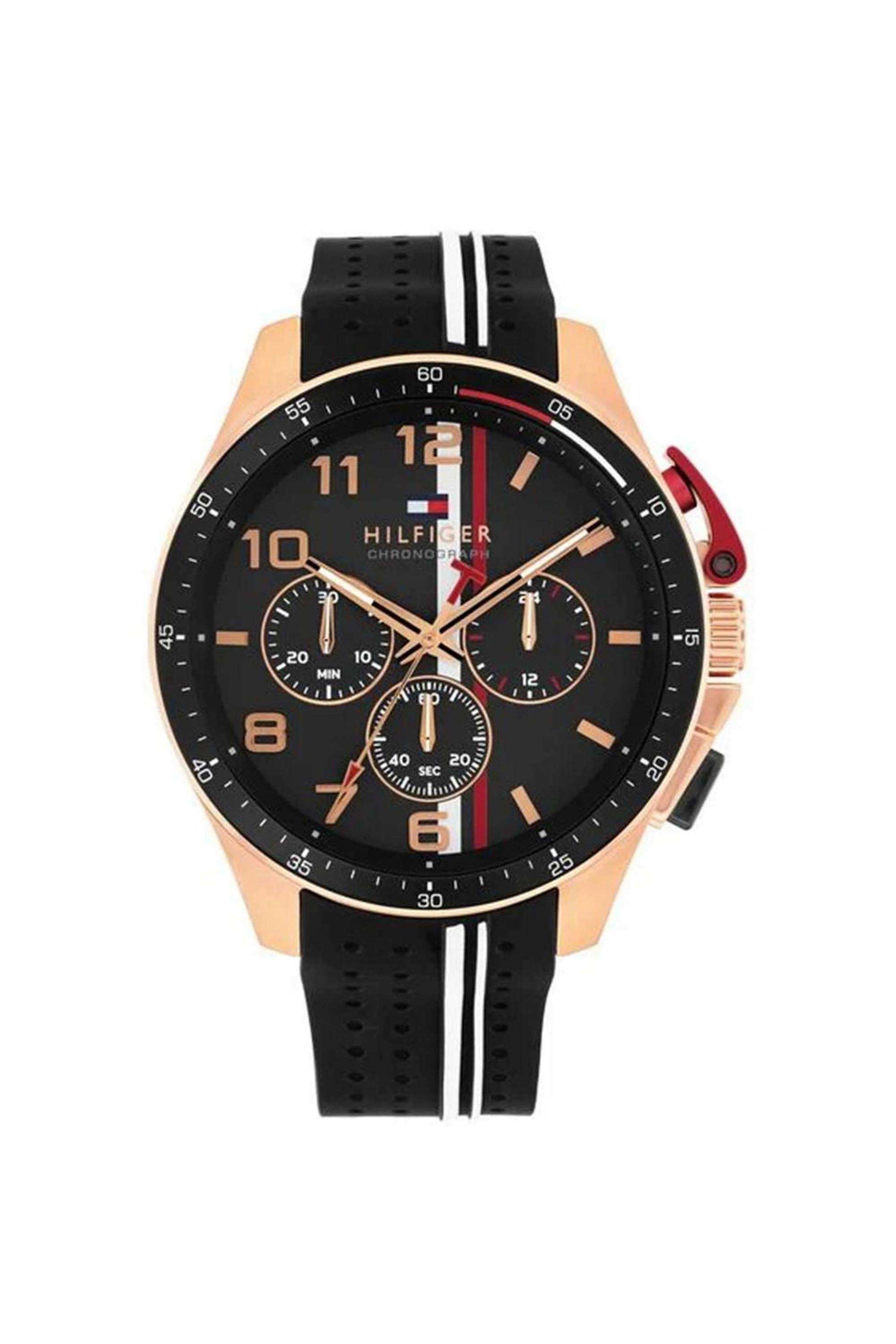 Bank-46-mm-Black-Dial-Silicone-Chronograph-Watch-For-Men---TH1710709