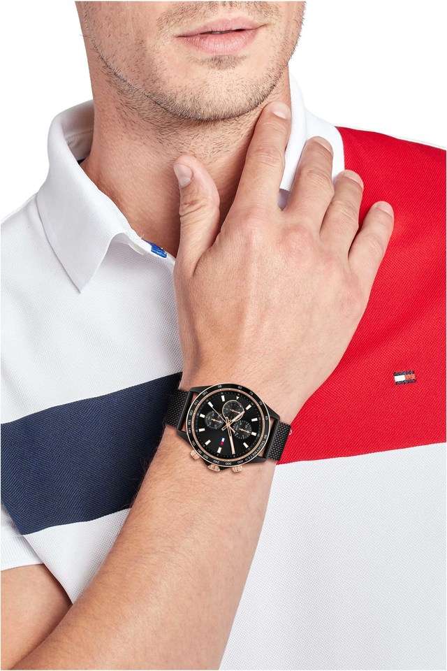 Buy TOMMY HILFIGER NoColour Mens 44 mm Miles Black Dial Stainless