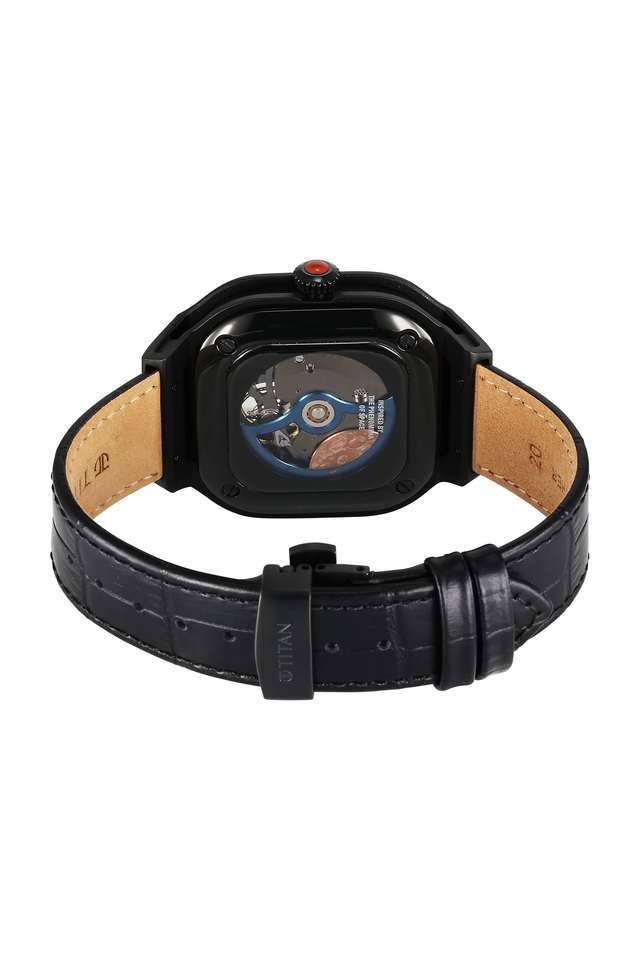 Stellar-Men-s-40.5mm-Analogue-Automatic-Watch---Brown-Dial-with-Black-Leather-Strap-(10008NL02)