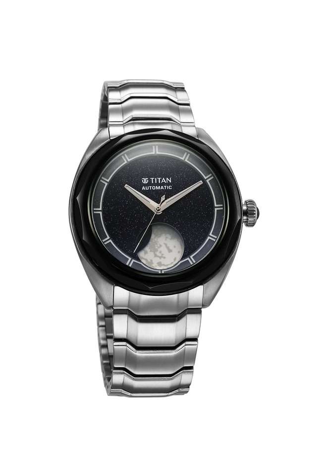 Stellar-Men-s-43mm-Analogue-Automatic-Watch---Grey-Dial-with-Silver-Stainless-Steel-Strap-(10011KM02)