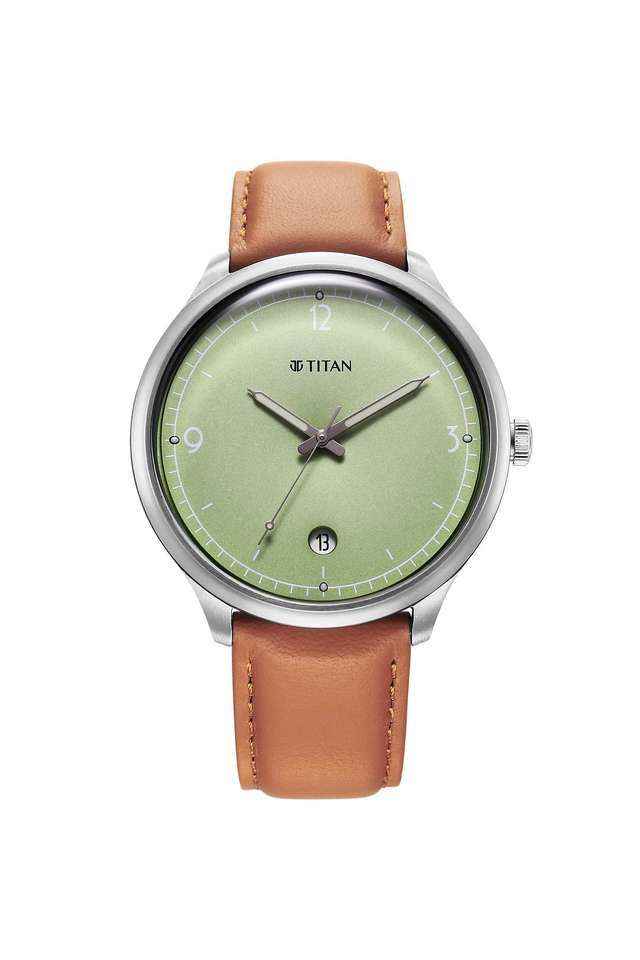 Timeless-Treasures-42.4x10-mm-Green-Dial-Leather-Analogue-Wrist-Watch-For-Men---10023SL01