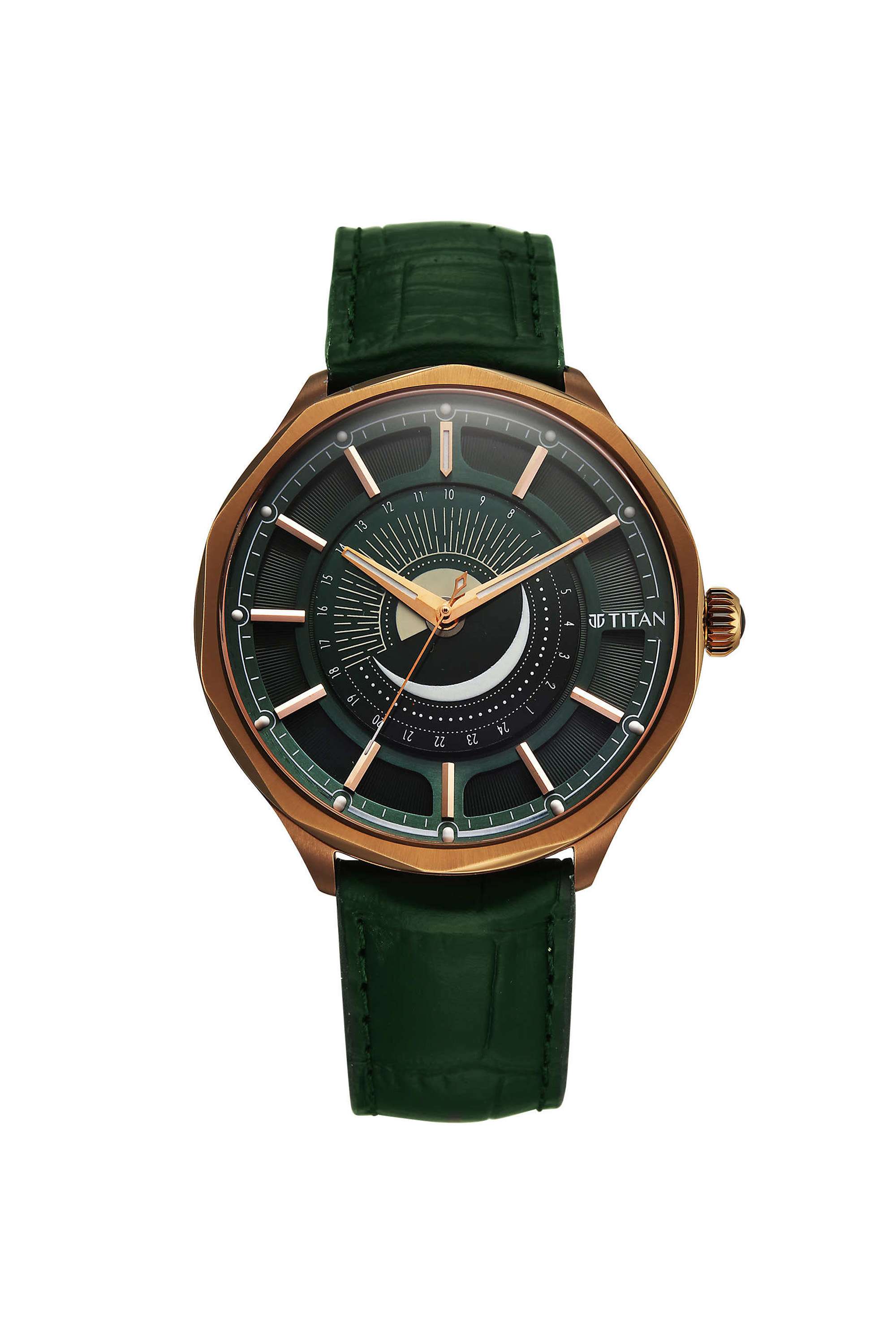 Stellar-3-Quartz-45.5x11.55x43-mm-Green-Dial-Leather-Analogue-Wrist-Watch-for-Men---10028QL01