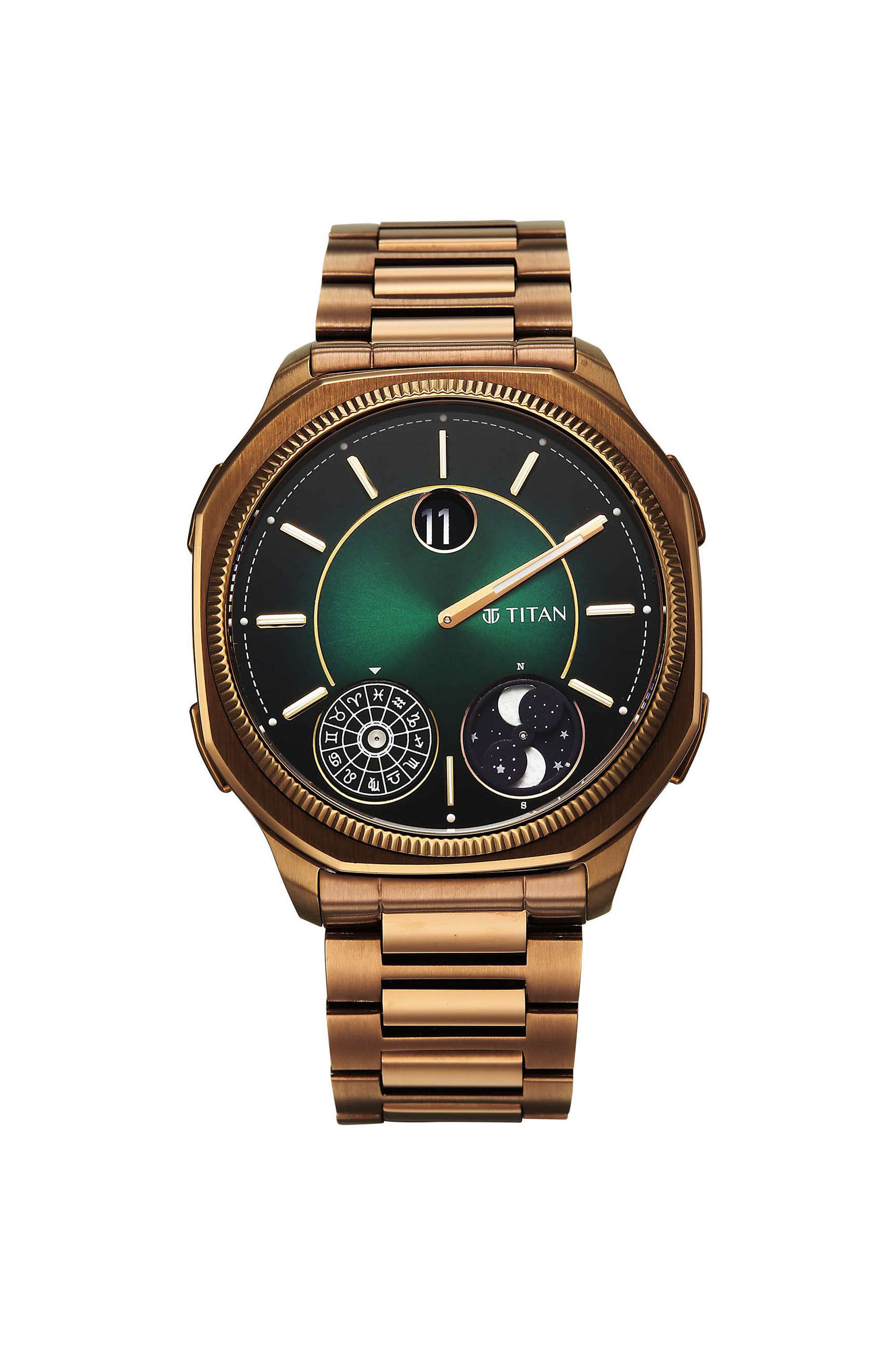 Stellar-3-Quartz-49.55x10.9x42-mm-Green-Dial-Stainless-steel-Analogue-Wrist-Watch-for-Men---10053QM01