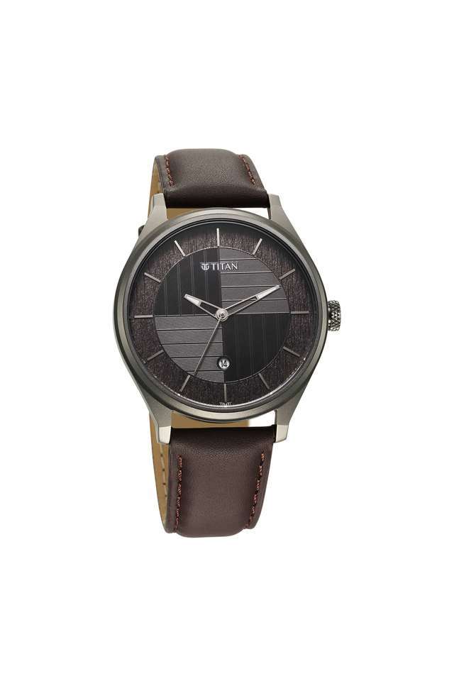 Buy Titan NoColour 48 x 7.7 x 41 mm Grey Dial Leather Analogue