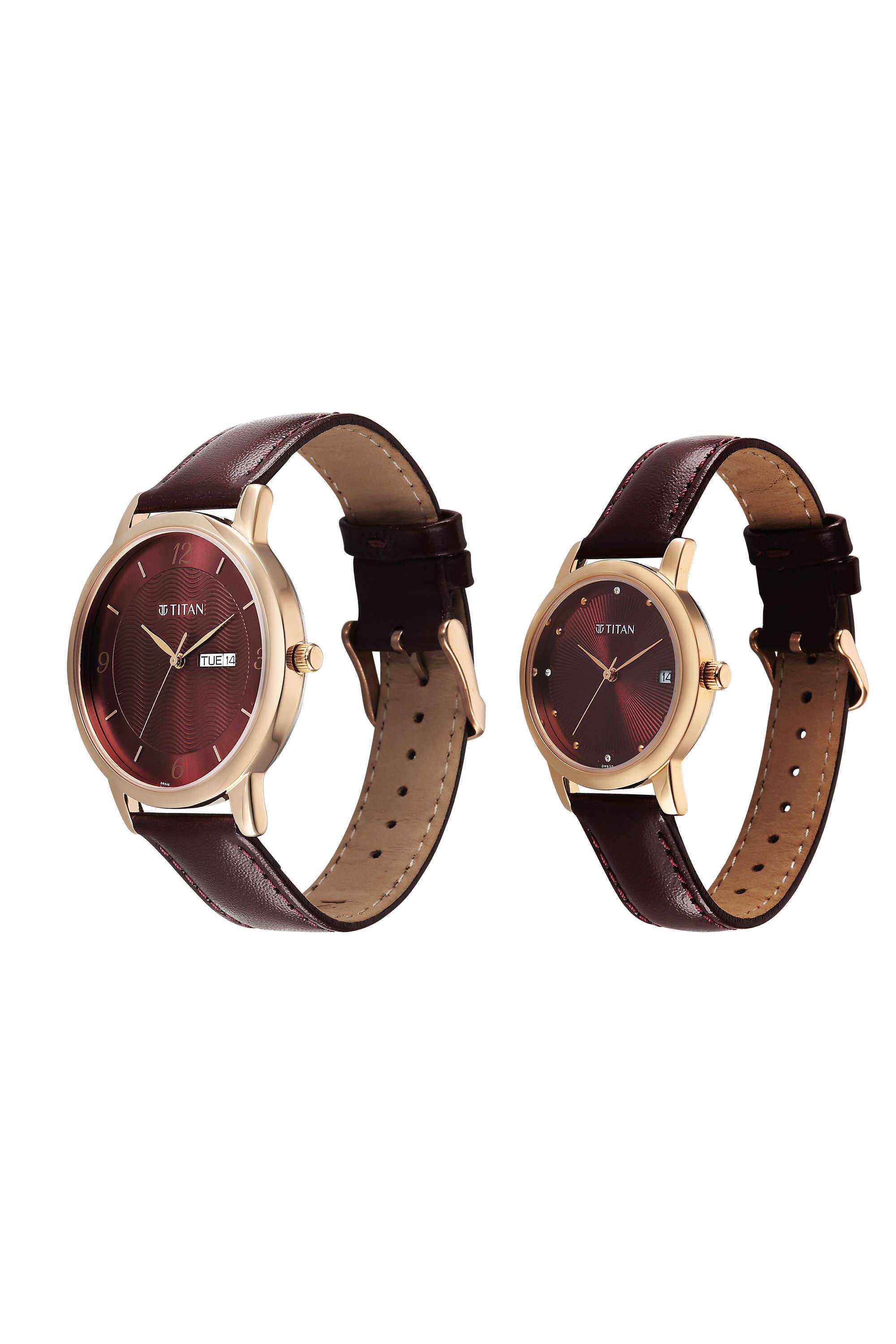 Eternal-Bandhan-42-&-32.5-x-7.45-&-6.9-mm-Maroon-Dial-Stainless-Steel-Analogue-Watch-For-Couple---19672967WL01