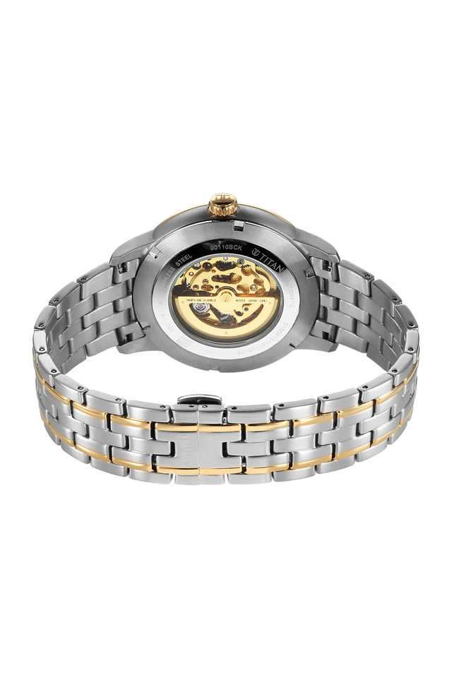 Golden-Heart-Men-s-44mm-Analogue-Automatic-Watch---Multicolour-Dial-with-Multicolour-Stainless-Steel-Strap-(90110BM01)