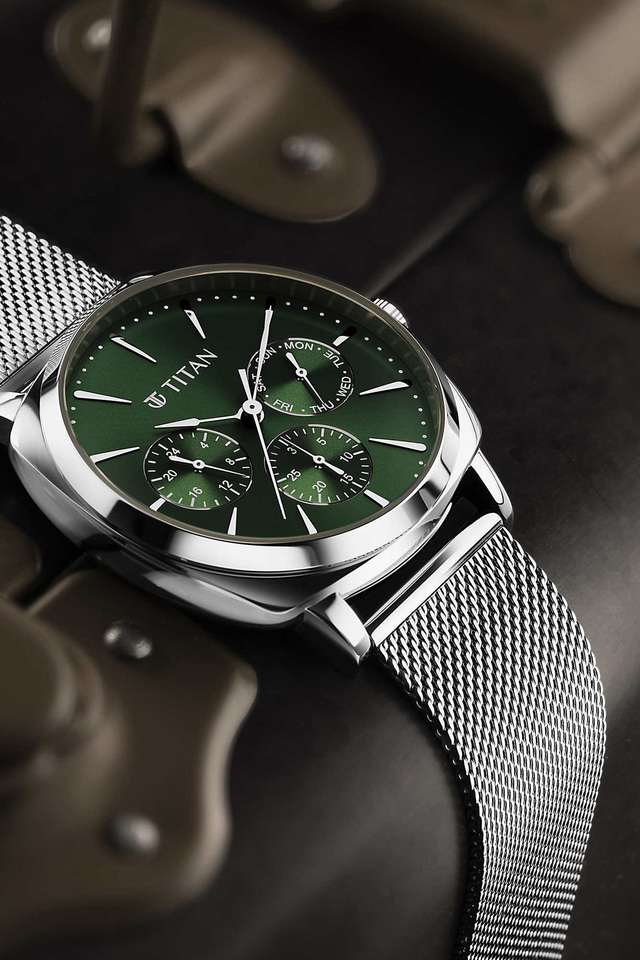 Buy Titan NoColour Classique Suave 49 x 10.55 x 43 mm Green Dial