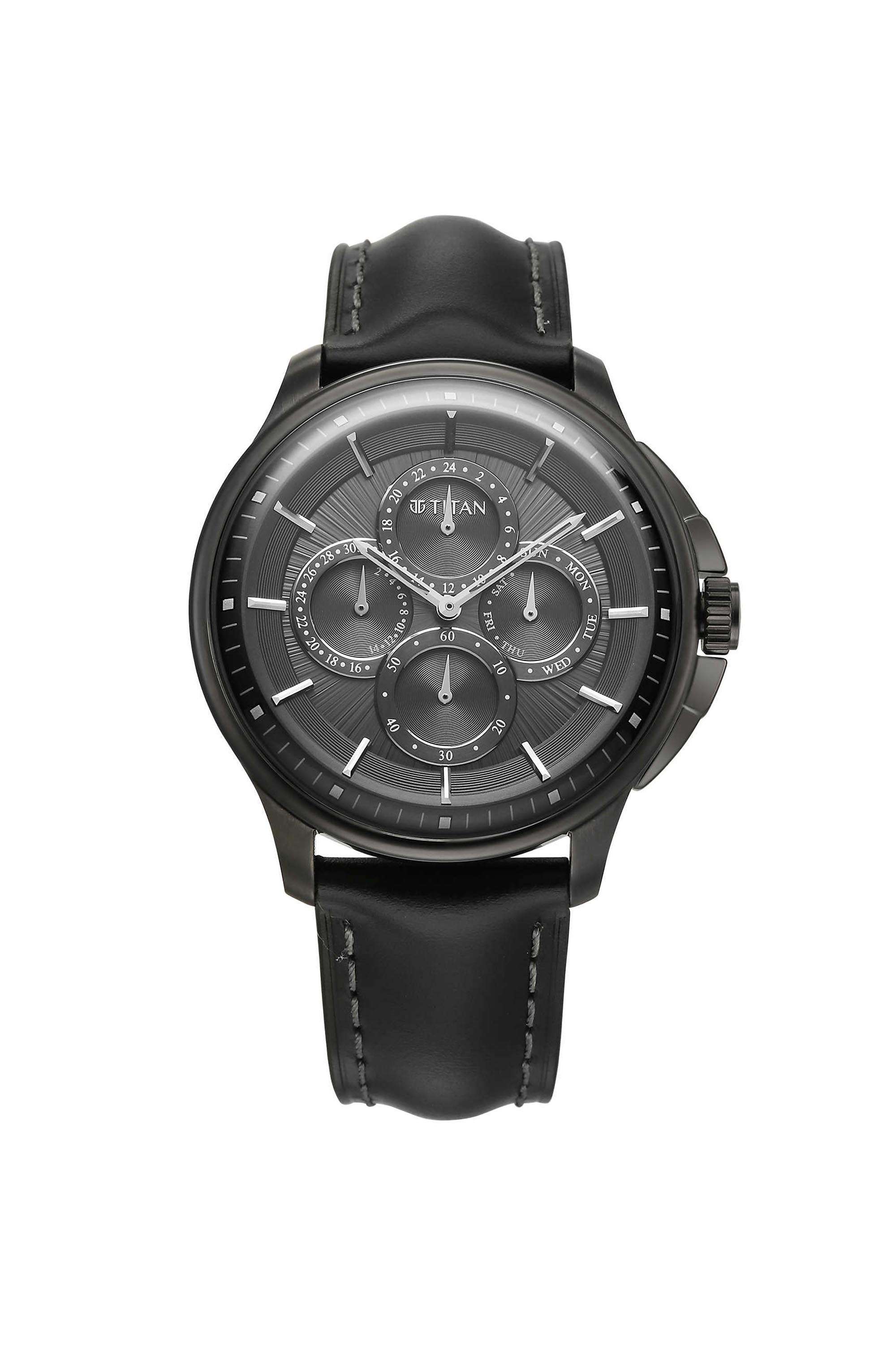 Classique-Four-Eye-42x11-mm-Anthracite-Dial-Leather-Analogue-Watch-For-Men---90217QL01