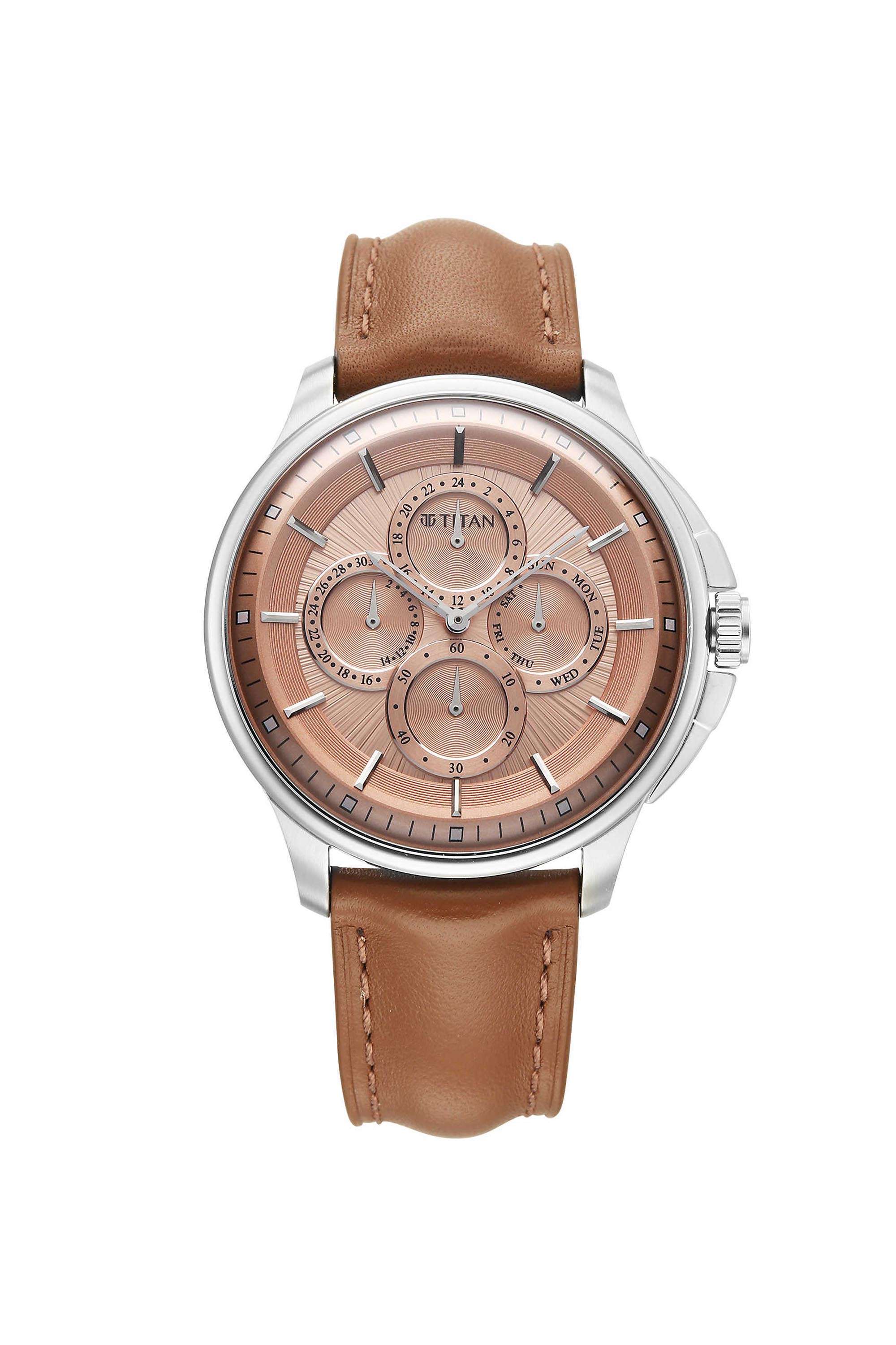 Classique-Four-Eye-42x11-mm-Pink-Dial-Leather-Analogue-Watch-For-Men---90217SL01