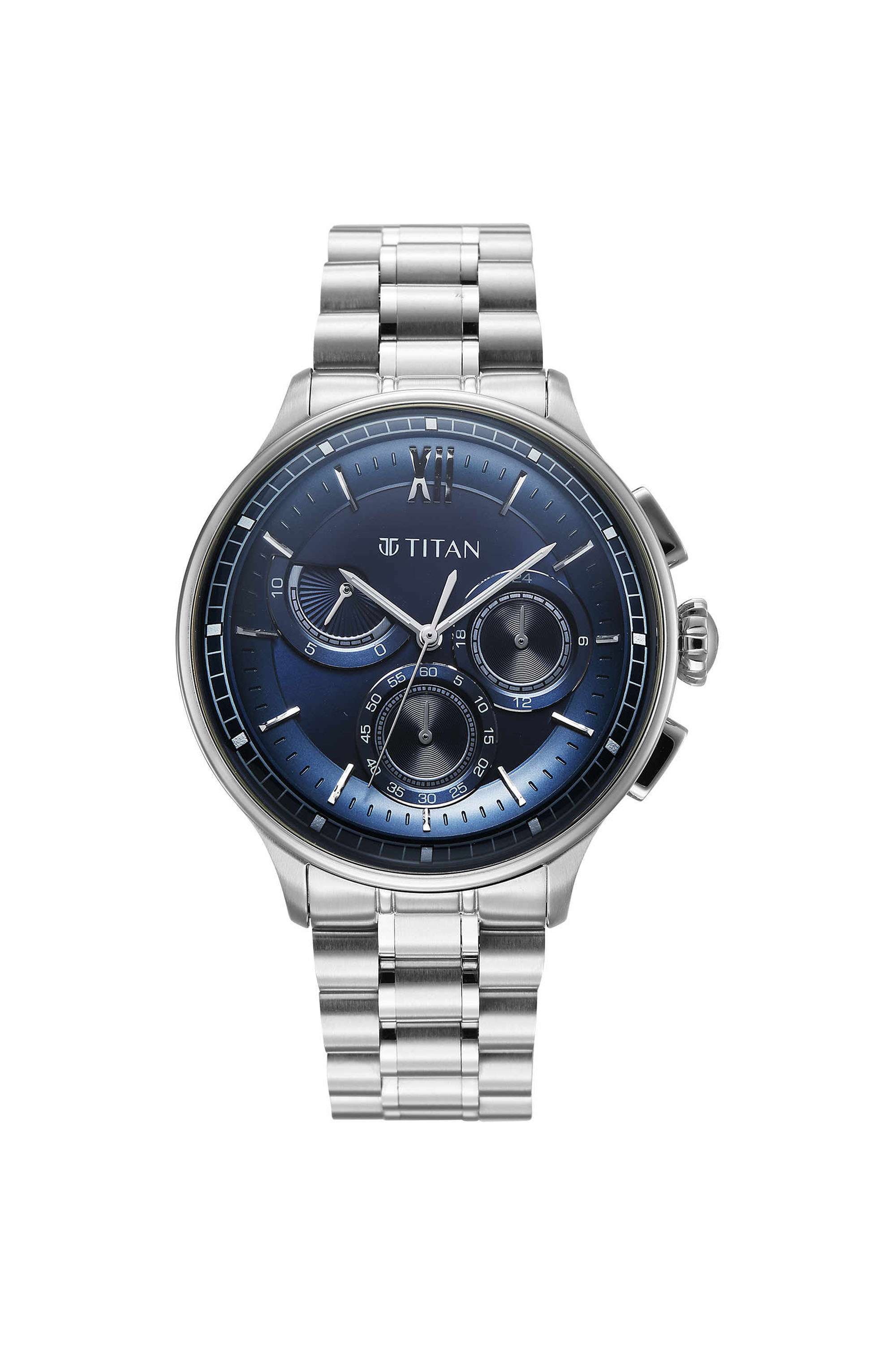 Classique-Half-Cut-Chrono-42x12.05-mm-Blue-Dial-Stainless-Steel-Chronograph-Watch-For-Men---90218SM02