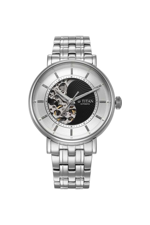 Yin-Yang-Skeletal-Automatic-44-mm-&-Above-Black-Dial-Stainless-Steel-Analogue-Wrist-Watch-for-Men---90222SM01