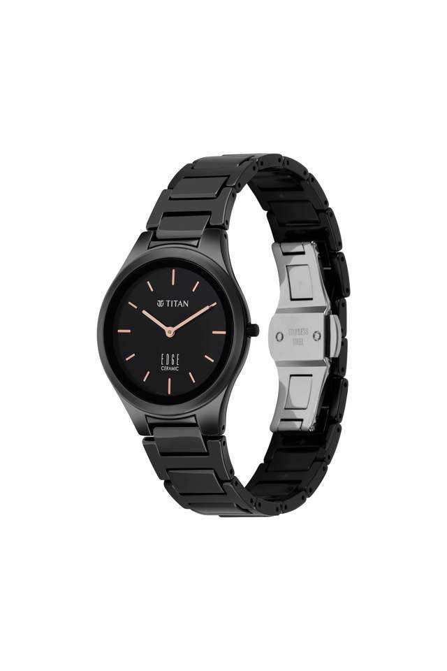 Buy Titan NoColour Womens 34 mm Titan Ladies Edge Ceramic Black