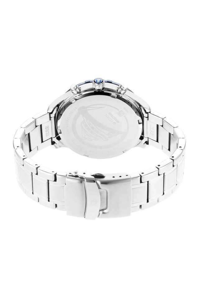 Mens-43.5-mm-Titan-Maritime-II-Blue-Dial-Stainless-Steel-Analogue-Watch---1873KM02