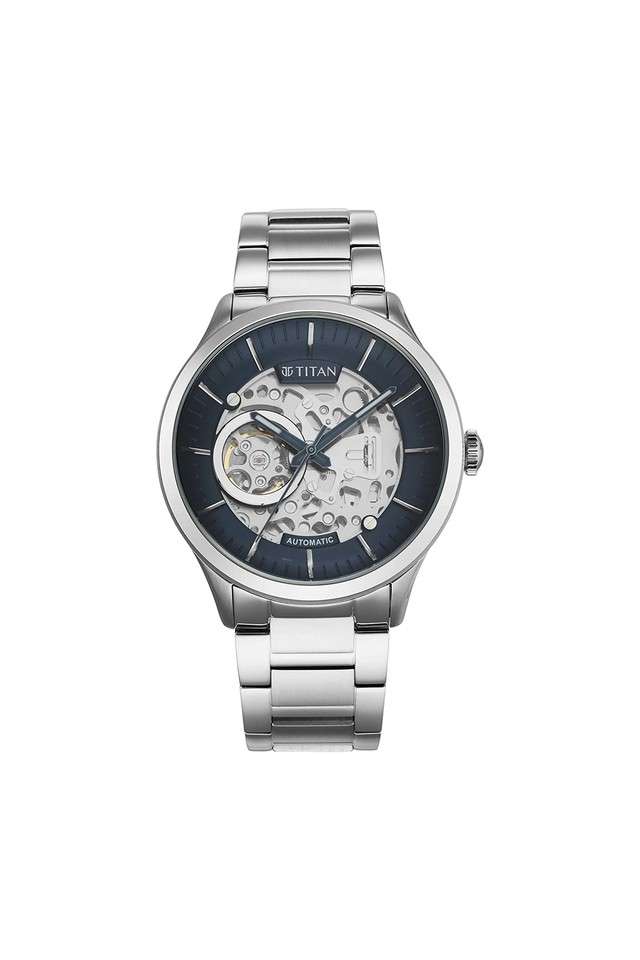 Mens-48.50-x-13-x-43-mm-Metal-Mechanical-Blue-Dial-Stainless-Steel-Analog-Watch---90140SM01