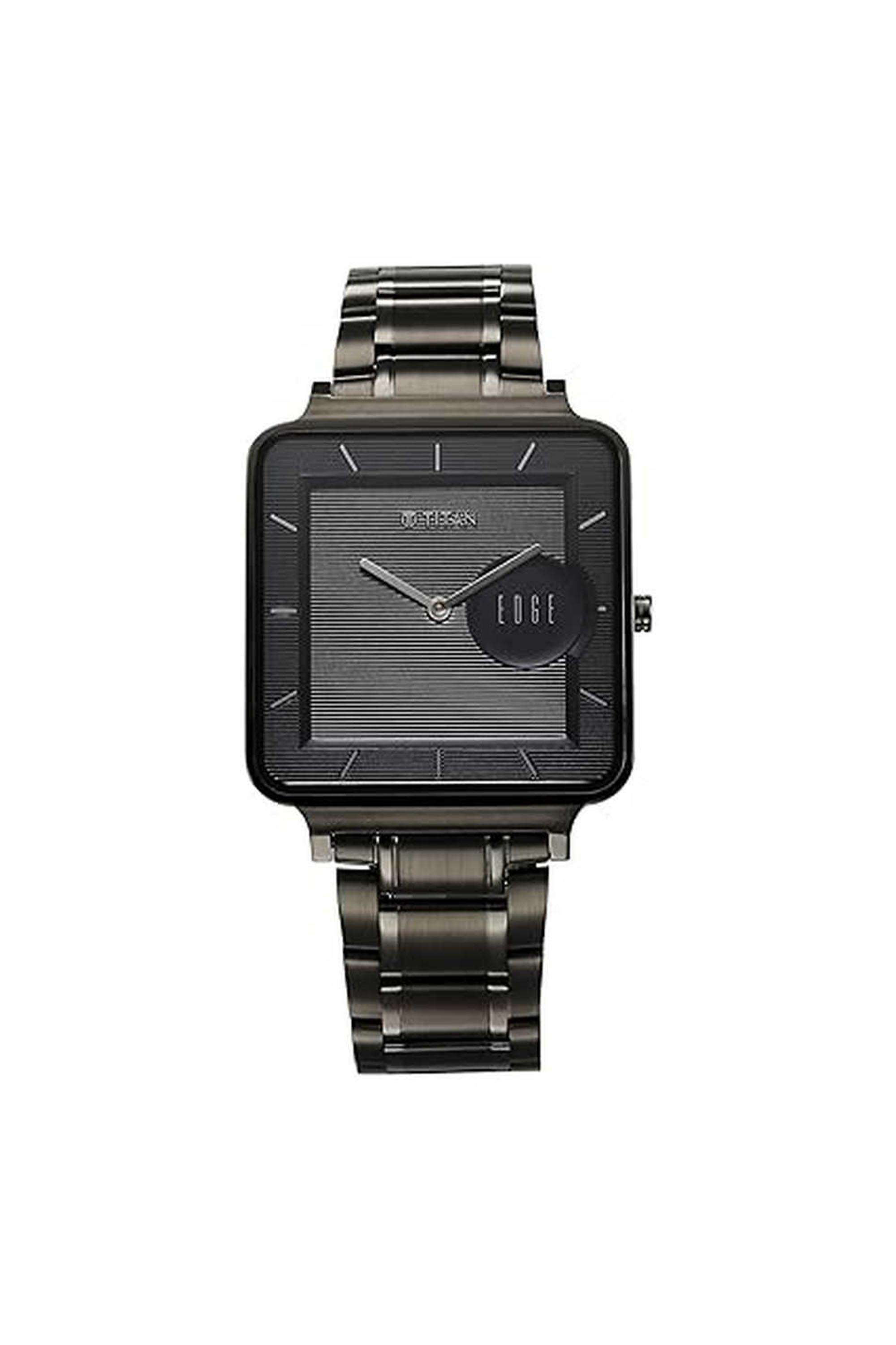 Edge-Quad-Men-s-38-mm-Quartz-Analogue-Watch---Blue-Dial-With-Grey-Stainless-Steel-Strap-(NT10017QM01)