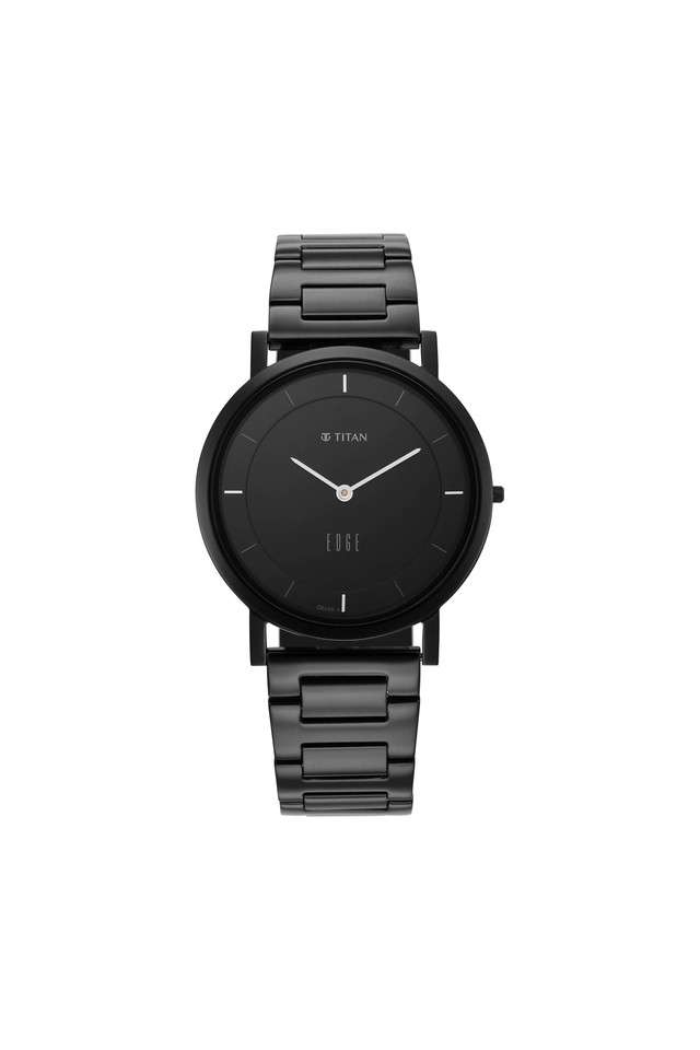 Mens-44-x-3.60-x-38.40-mm-Edge-Metal-Black-Dial-Stainless-Steel-Analog-Watch---NS1595NM01