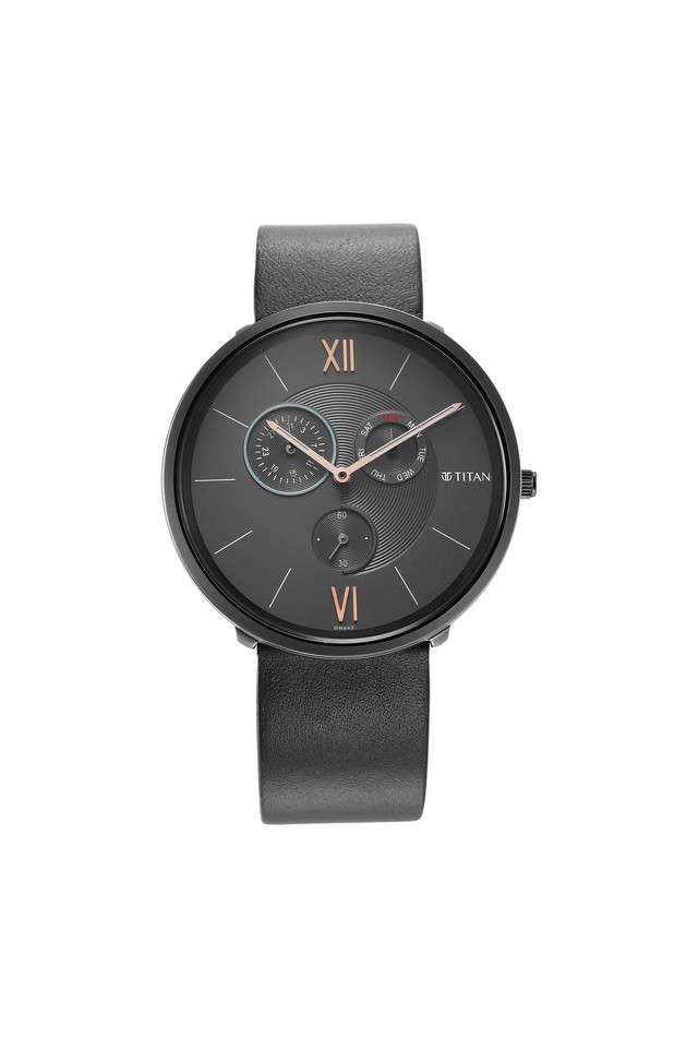 Mens-39-x-9.60-x-41.60-mm-Slim-Multifunction-Grey-Leather-Round---1877QL01