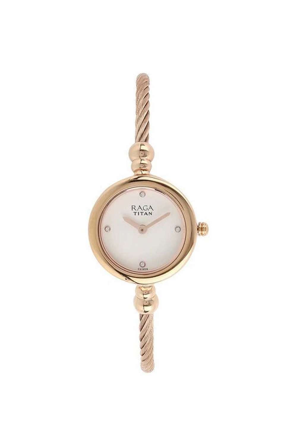 Raga-Women-s-23-mm-Quartz-Analogue-Watch---White-Dial-With-Rose-Gold-Metal-Strap-(NT2586WM01)