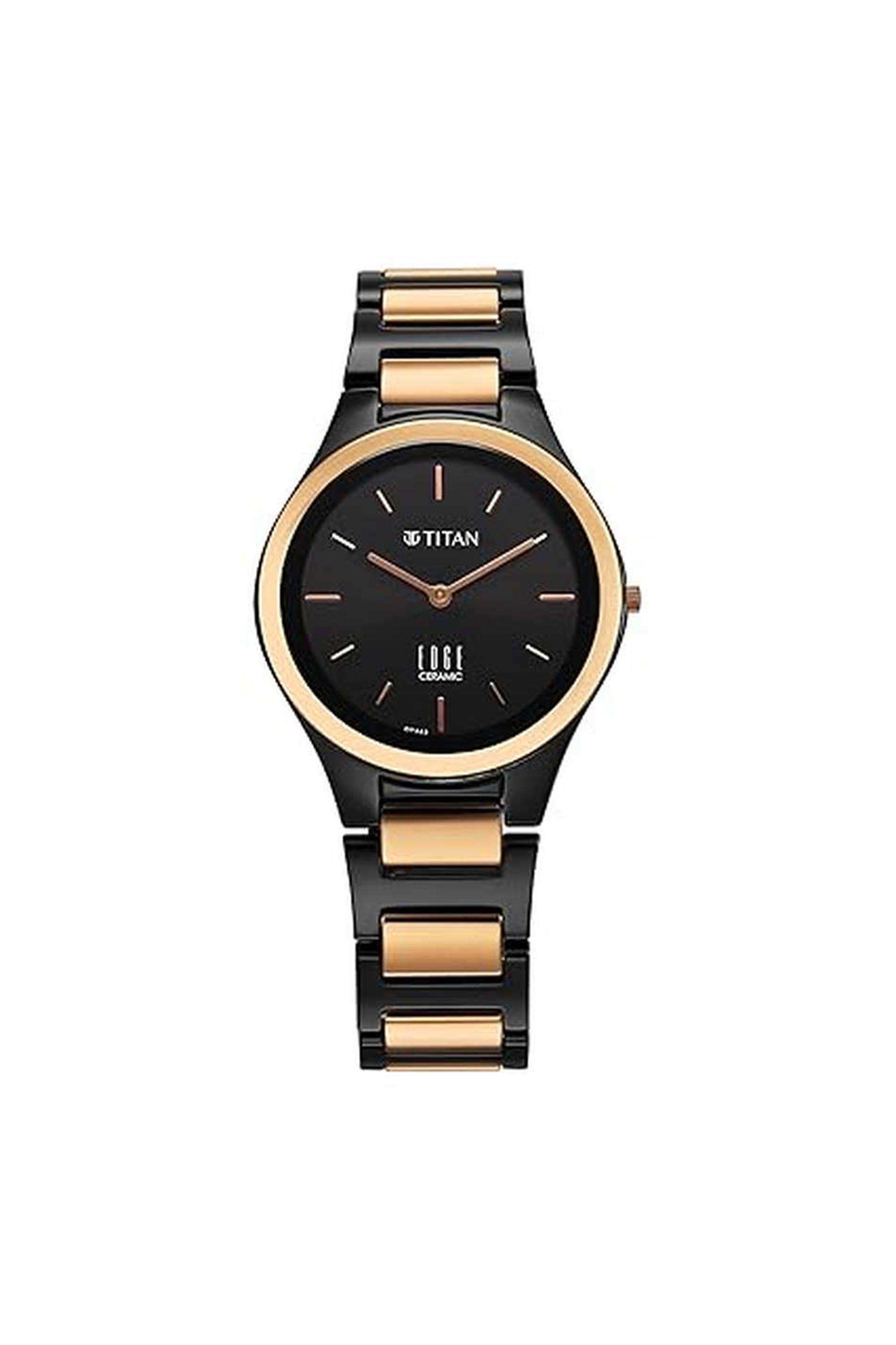Edge-Ceramic-Women-s-34-mm-Quartz-Analogue-Watch---Black-Dial-With-Two-Tone-Ceramic-Strap-(NT2653KC05)