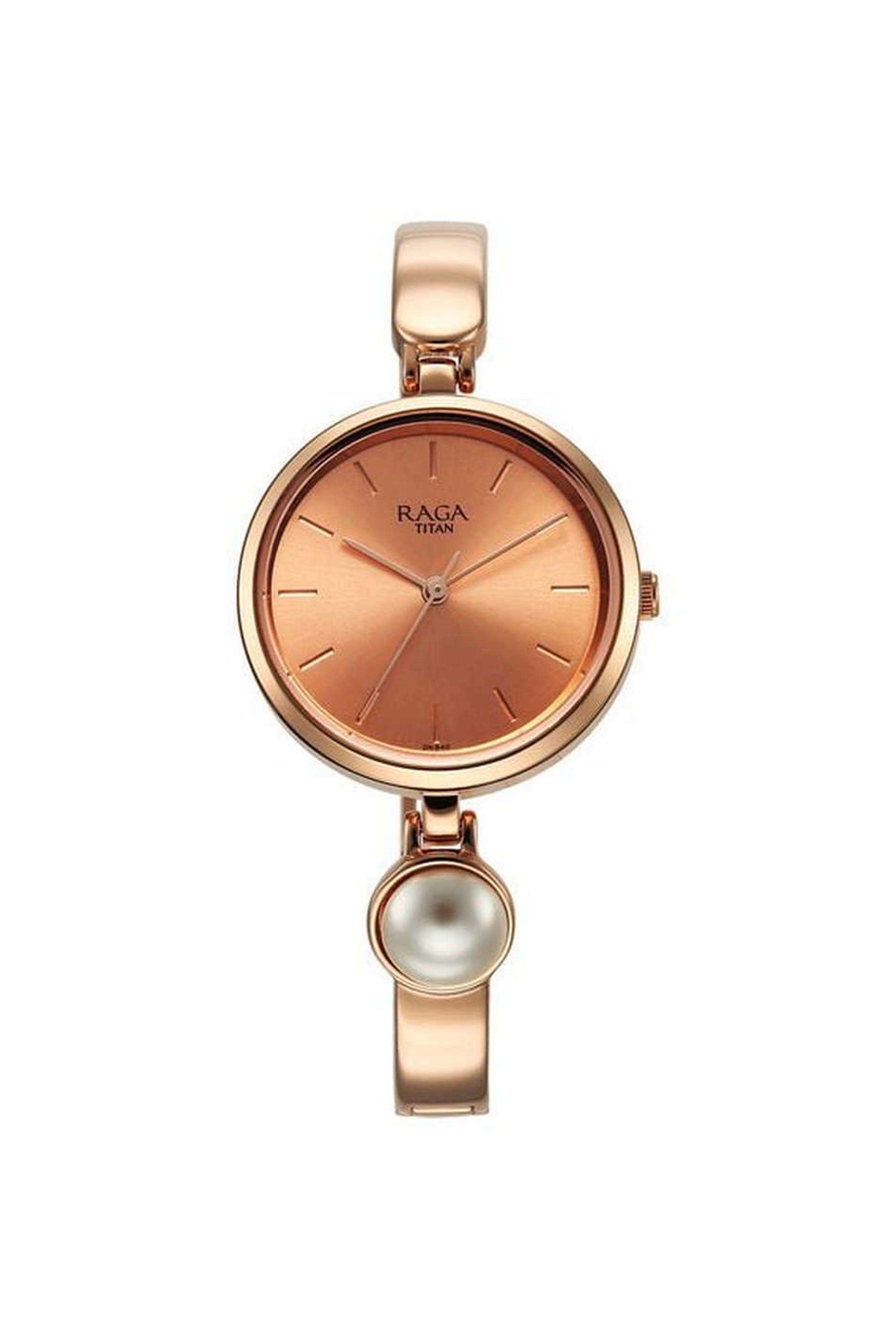 Raga-Power-Pearls-Women-s-32-mm-Quartz-Analogue-Watch---Rose-Gold-Dial-With-Rose-Gold-Metal-Strap-(NT2720WM01F)