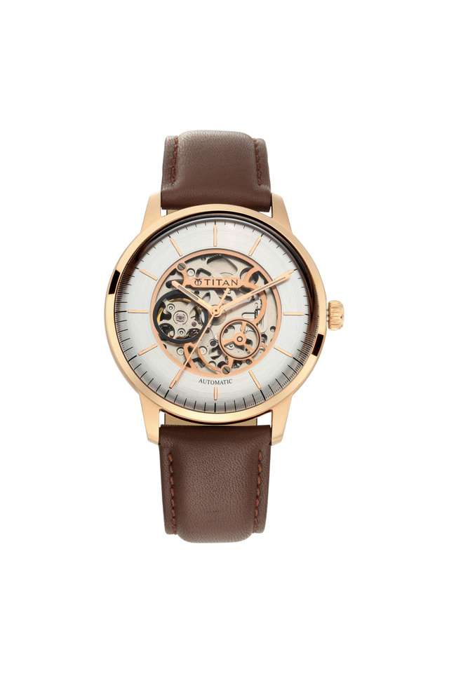 Mens-Automatics-Silver-White-Dial-Leather-Analog-Watch---NP90110WL03